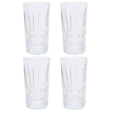 HTI-Living Longdrinkglas Tringläser-Set 260 ml, 4 Stück geschliffen, Glas, Longdrinkglas