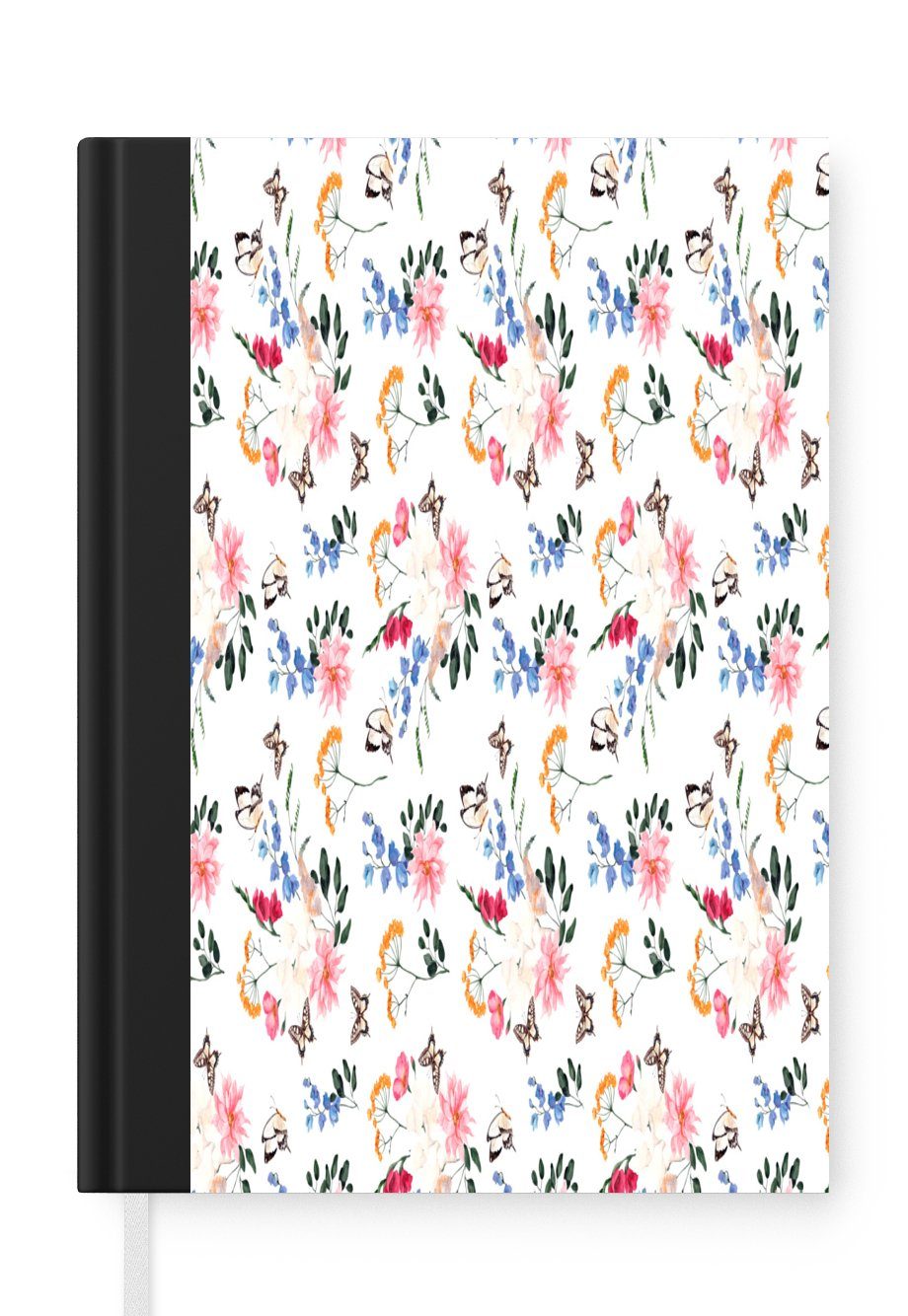 MuchoWow Notizbuch Blumen - Muster - Pastell, Journal, Merkzettel, Tagebuch, Notizheft, A5, 98 Seiten, Haushaltsbuch