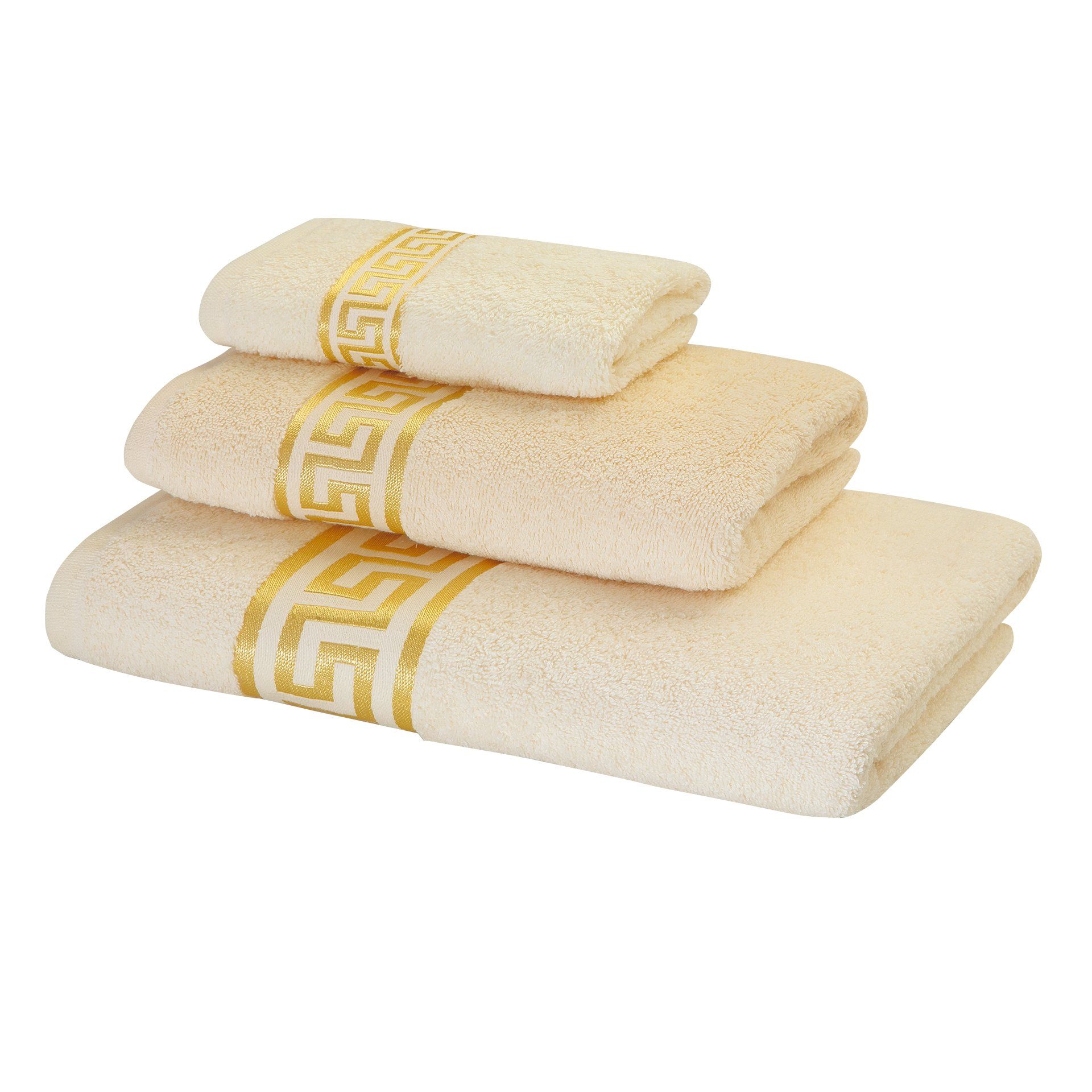 Belle Arti Handtücher Luxus Mäander Gästetücher Badetücher Duschtücher Saunatücher in Set, Frottee (2-St), schwarz, weiss, beige, rot, gold, 100% Baumwolle, Fro – Bild 4 von 5