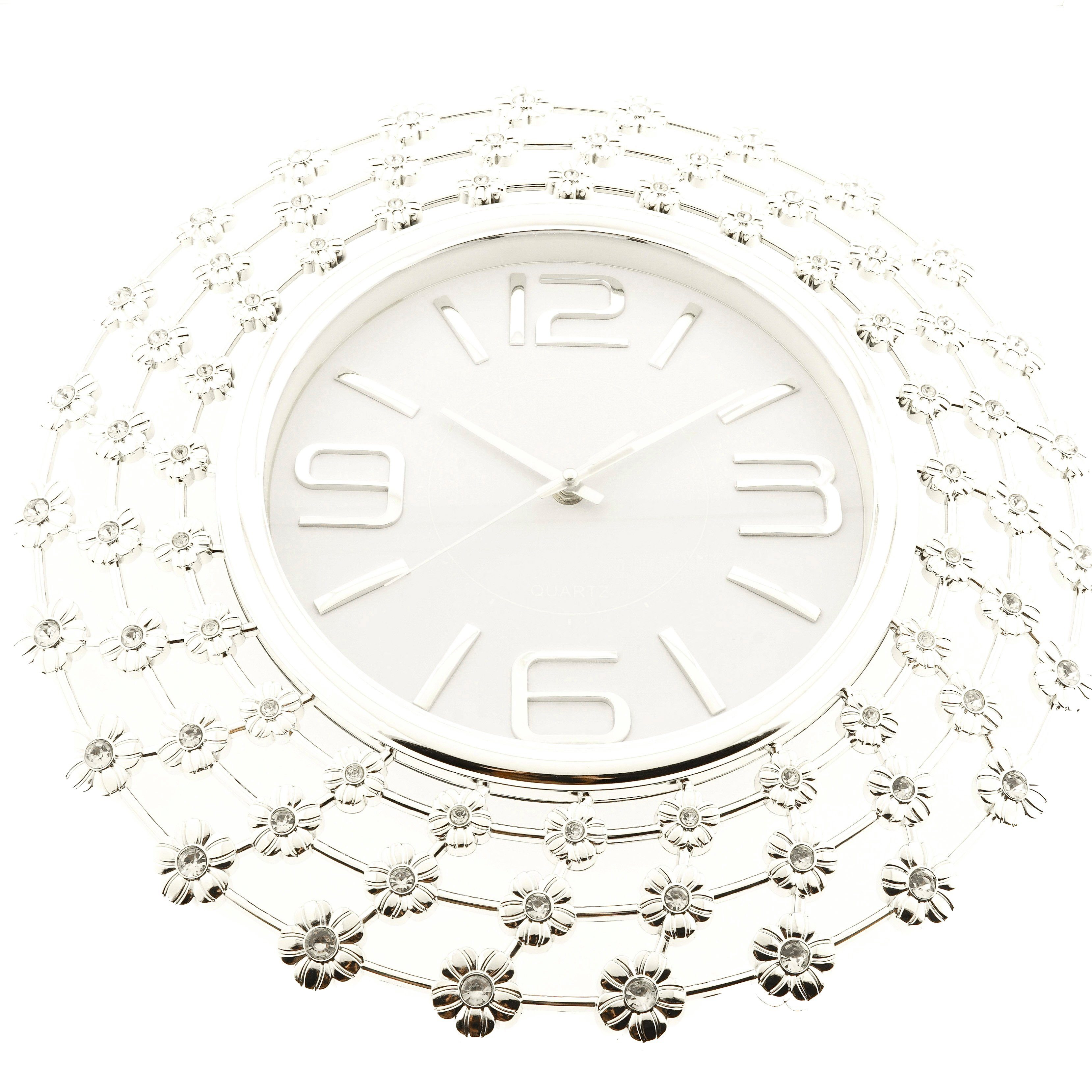 Wanduhr Quartz Wanduhr Uhr Wohnzimmer modernes Almina Design Silber
