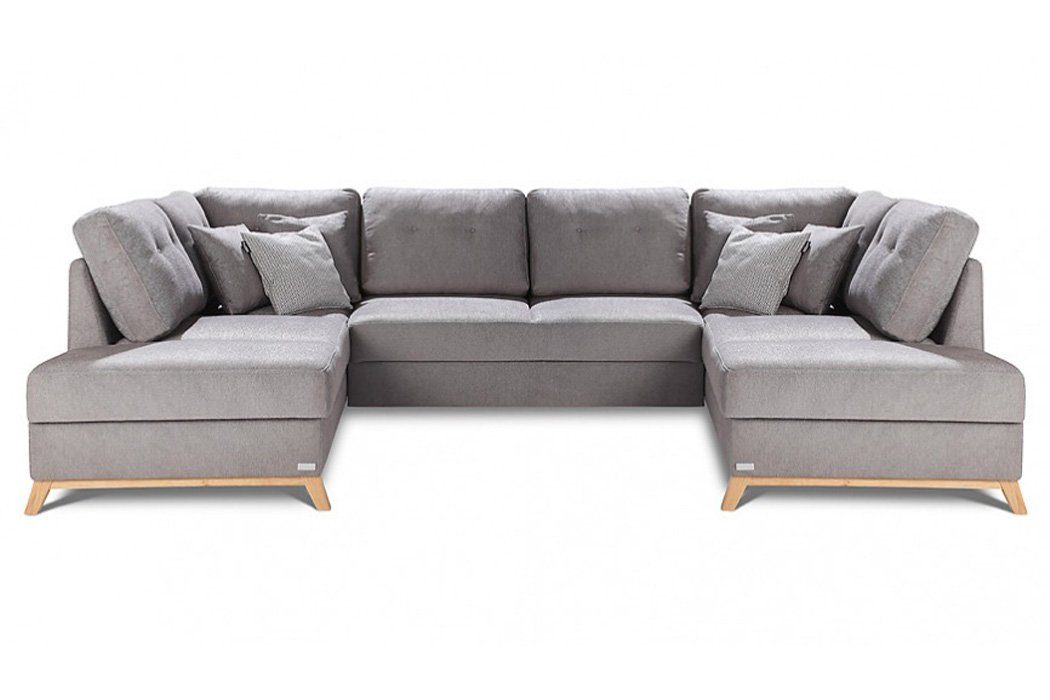 JVmoebel Ecksofa Wohnlandschaft Ecksofa Stoff U-Form Bettfunktion Couch, Made in Europe