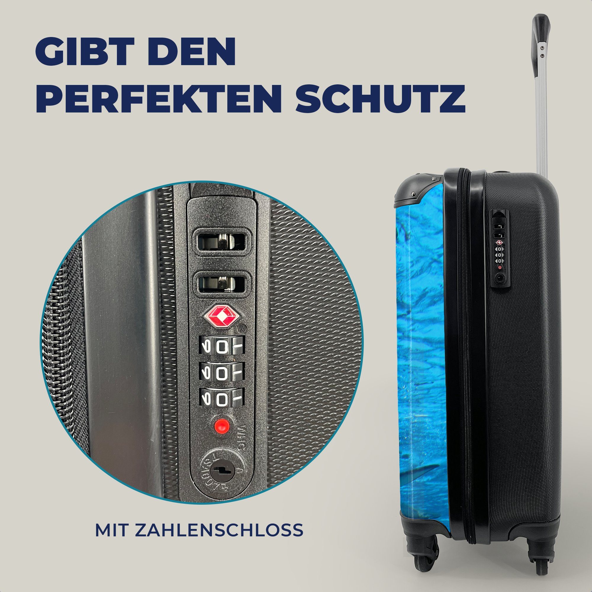 MuchoWow Handgepäckkoffer Zwei Orcas unter Wasser, 4 Rollen, Reisetasche mit rollen, Handgepäck für Ferien, Trolley, Reisekoffer