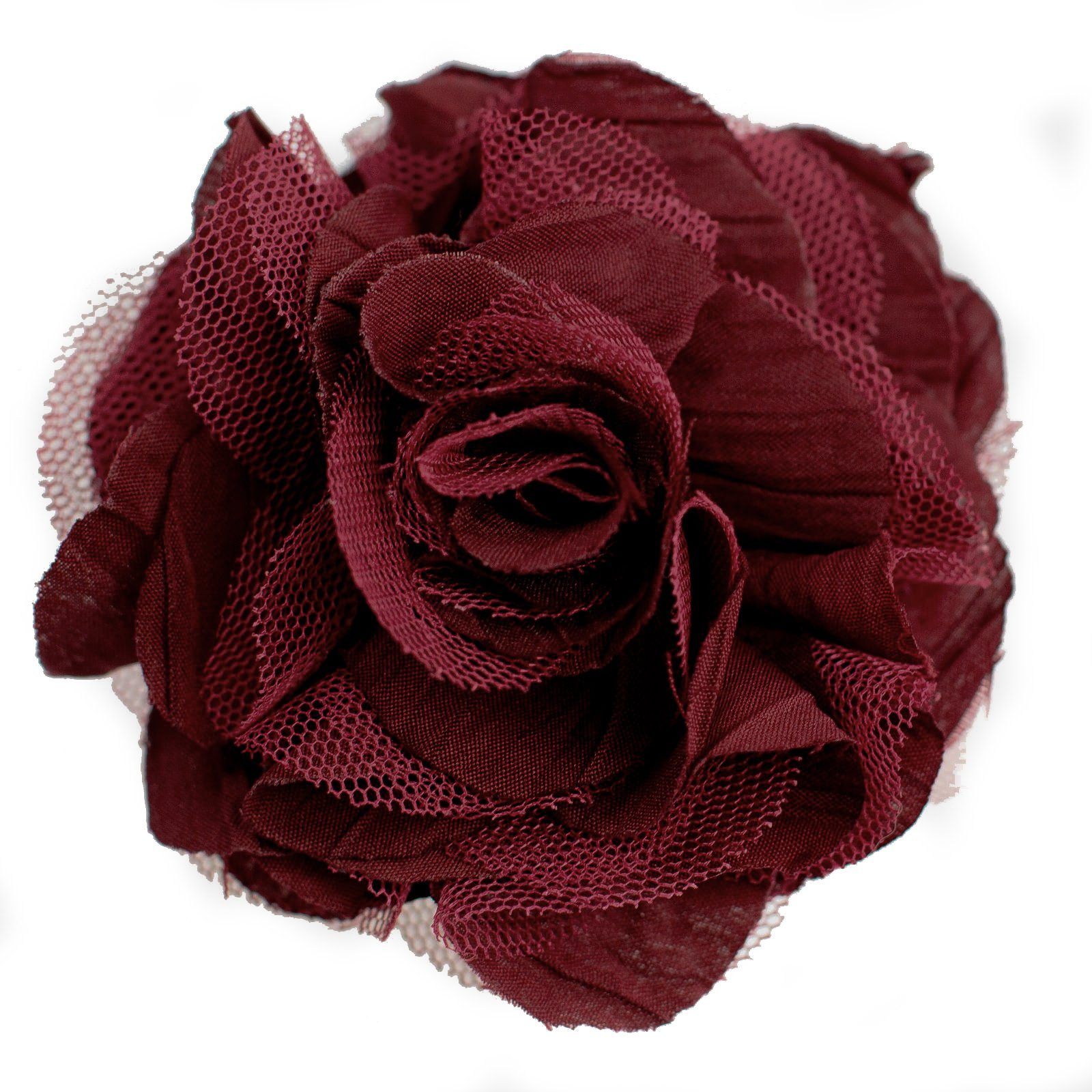 maDDma Haarspange Textilblüte Rose Ø9cm Ansteck Blüte Spange Haarspange Sicherheitsnadel, bordeaux