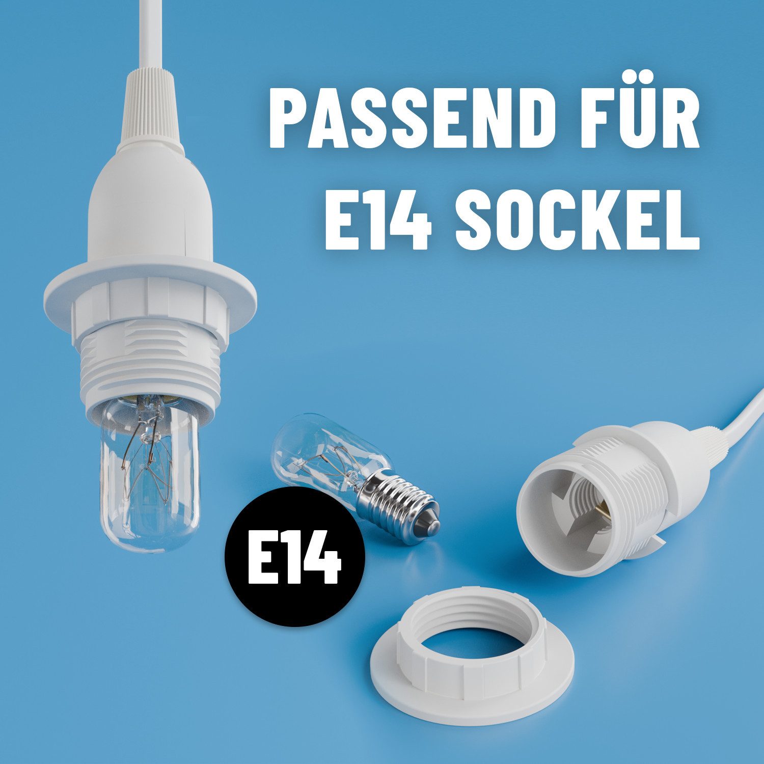 greate. Lampenfassung 1x Lampenfassung E14 mit Kabel + Schalter weiß 3,5 m, max. 60W 250V, (1-St)