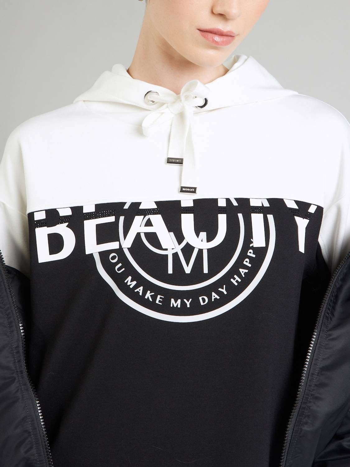 Monari Strandkleid Kapuzenrock Mottoprint und Kapuze für sportiv-elegante L günstig online kaufen