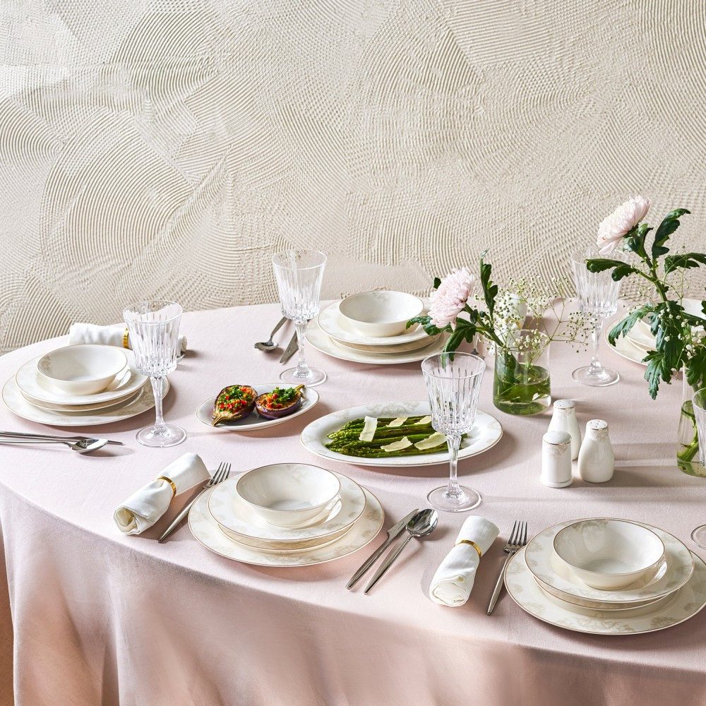 Karaca Geschirr-Set Karaca Elegance Bone Siena 53-teiliges Geschirrset 12 Personen, 12 Personen, Bone China