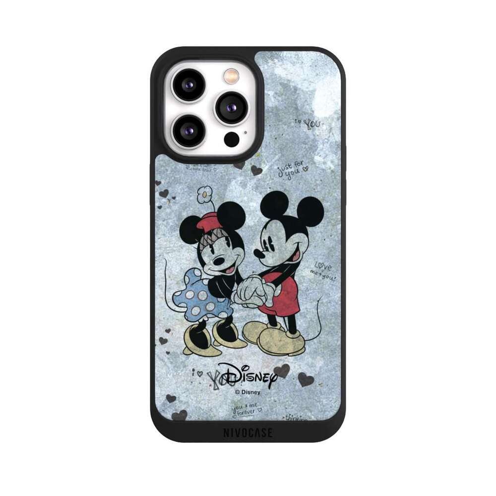 NIVOCASE Handyhülle Disney Vintage Mickey&Minnie In Love, Apple iPhone 14 Pro Max Handyhülle Hülle NIVOpure Case Schwarz