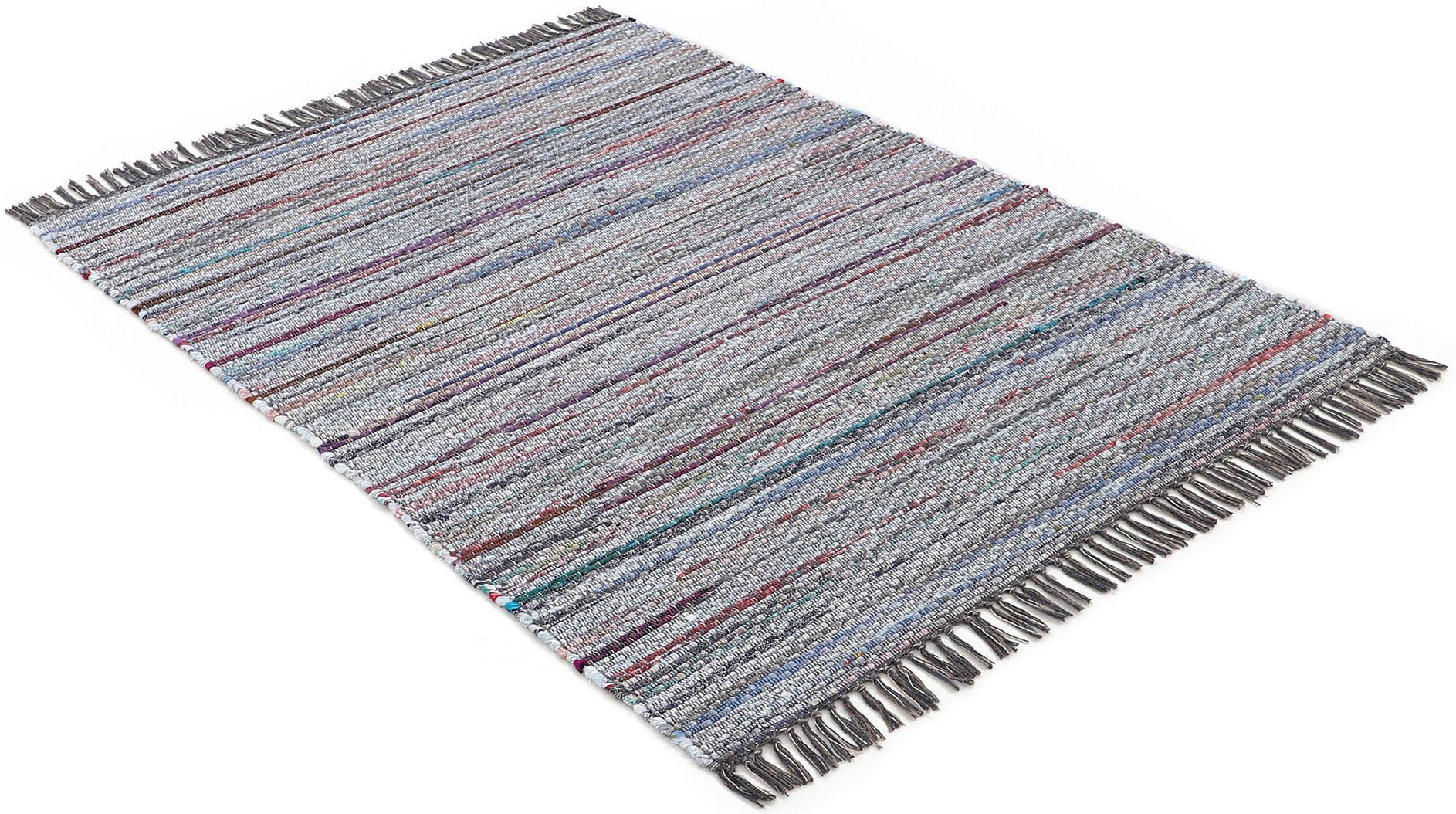 carpetfine Teppich Kelim Chindi, Wendeteppich, rechteckig, Höhe: 6 mm, handgewebt, Fleckerlteppich mit Fransen, auch vielen in Läufergrößen