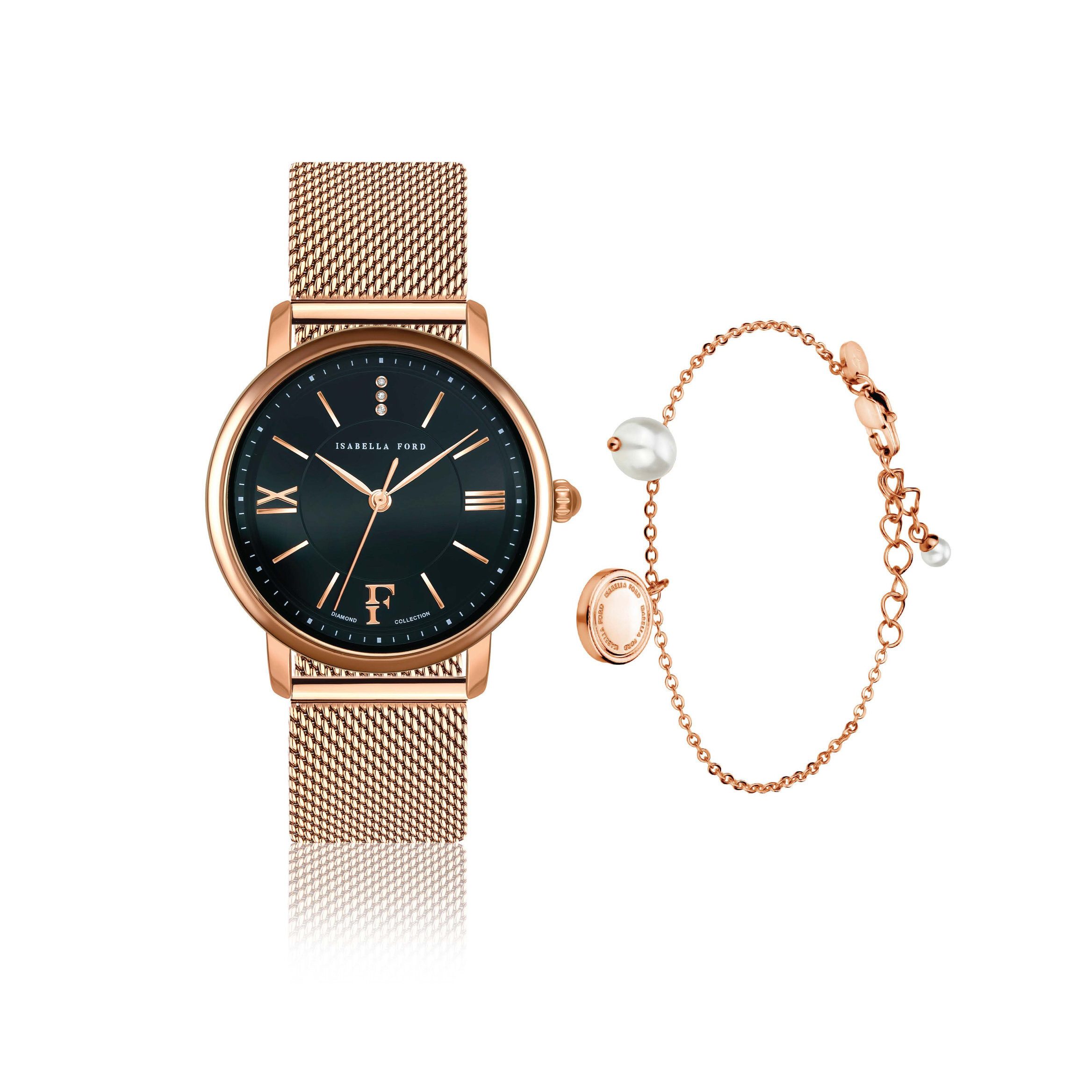 ISABELLA FORD Quarzuhr SFA3-1 Aurora set in Rose Gold