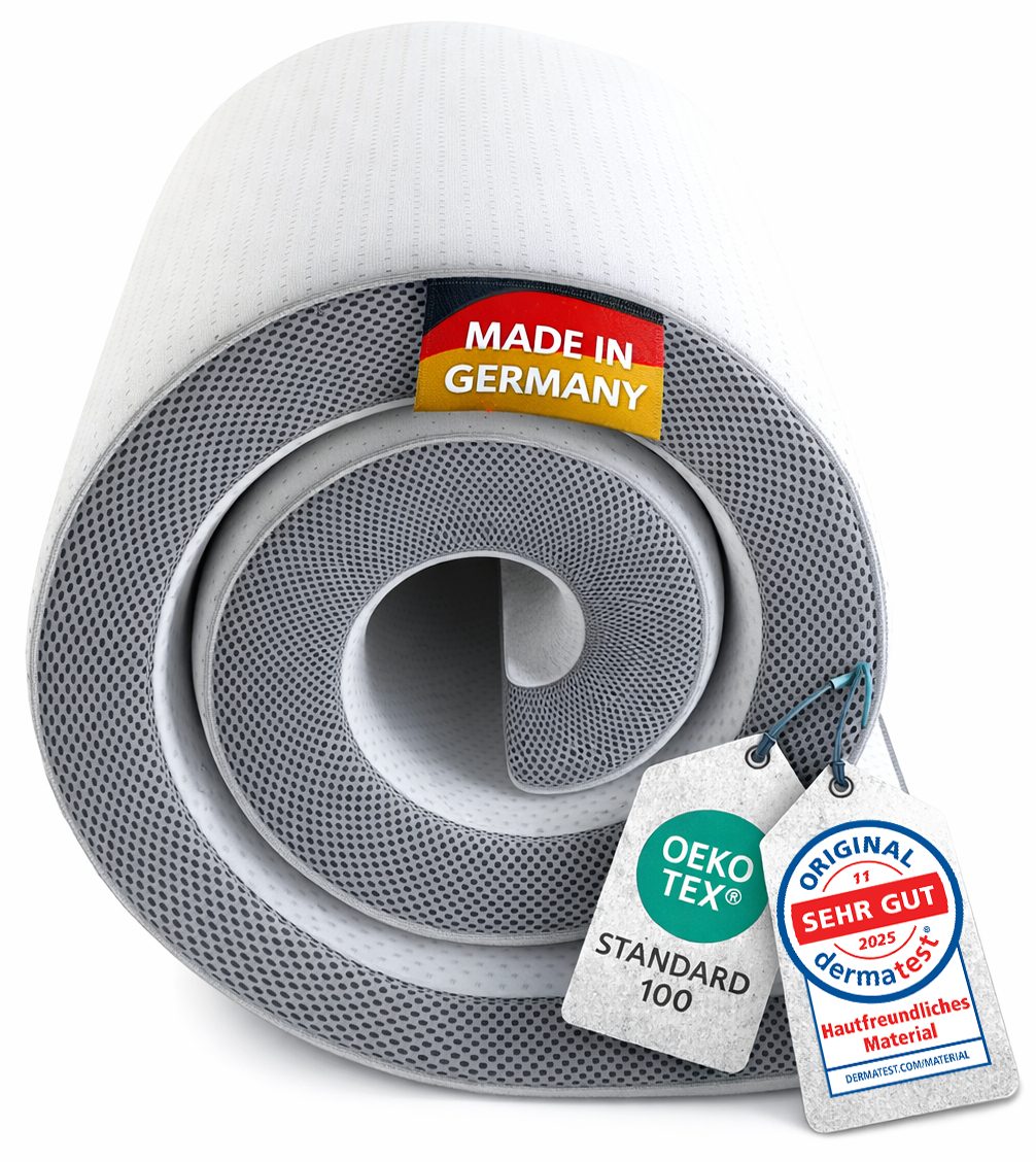 KNERST, Topper Matratzentopper 7-Zonen Komfort, 7cm Höhe, atmungsaktiv, pflegeleicht, 7 cm hoch, Komfortschaum mit Memory Schaum, 7 cm hoch Topper,waschbarer Bezug, rutschfest, ergonomisch