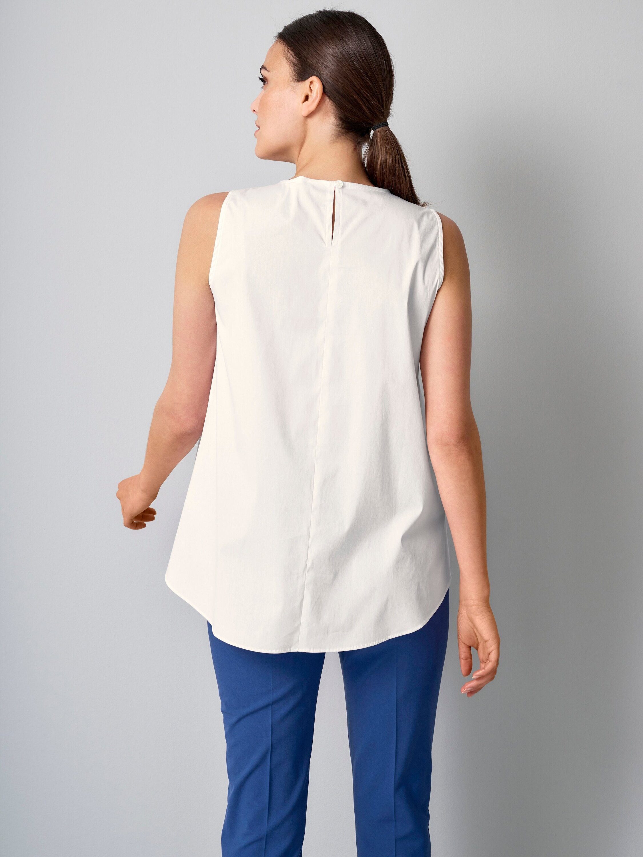 Alba Moda Shirttop Ärmelloses Blusentop mit Falten Lockere Form, runder Ausschnitt, ohne Verschluss