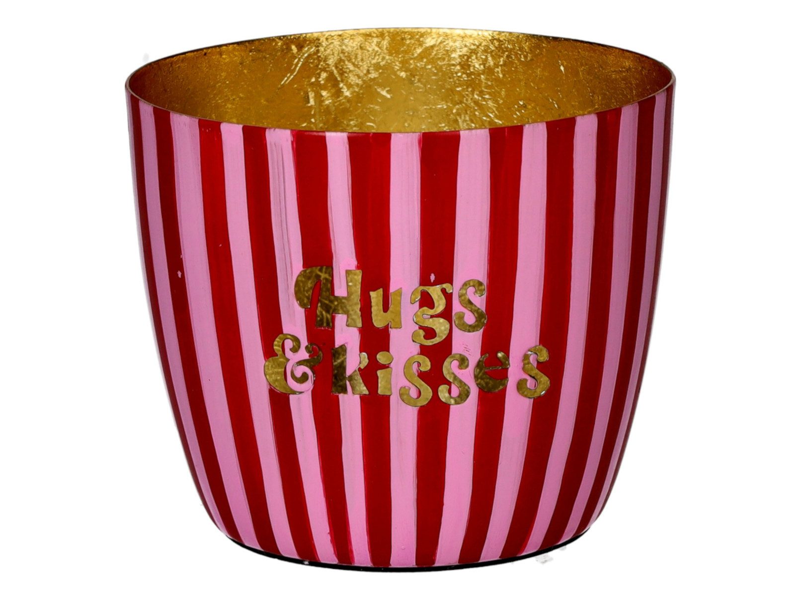 Giftcompany Windlicht Madras Windlicht M Hugs and Kisses pink/gold 8,5cm