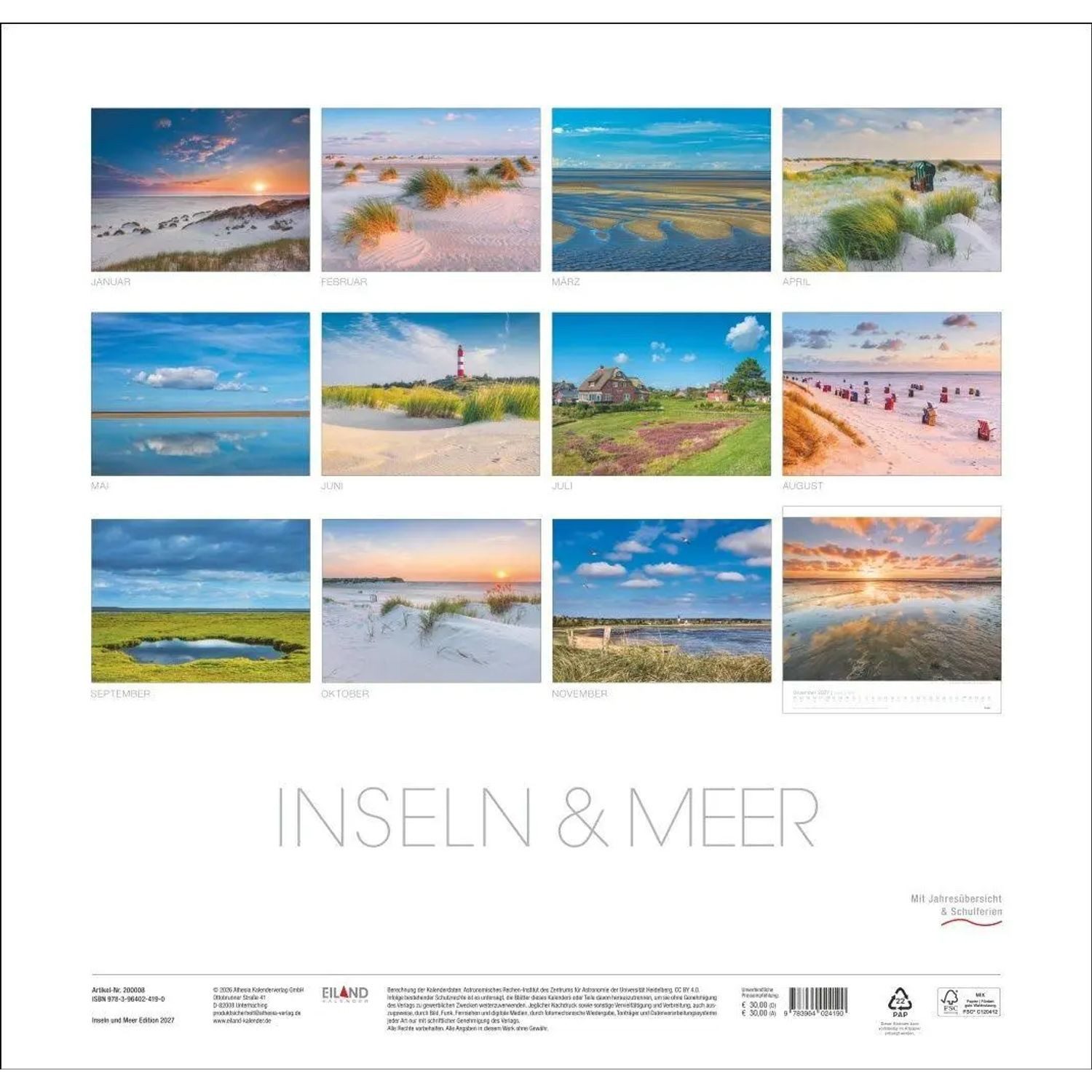 Wandkalender Inseln und Meer Edition Kalender 2027 – Bild 2 von 5
