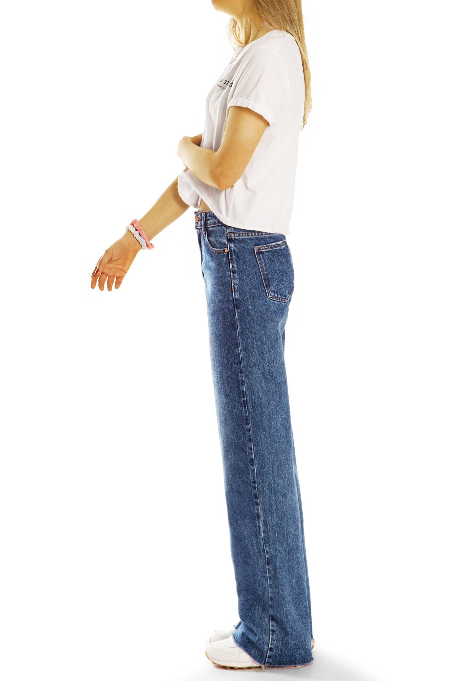 Jeans klassisch, slouchy modern Mom Jeans styled - High Damen Hose j27g-3 - be Waist 5-Pocket-Style - Slouchy