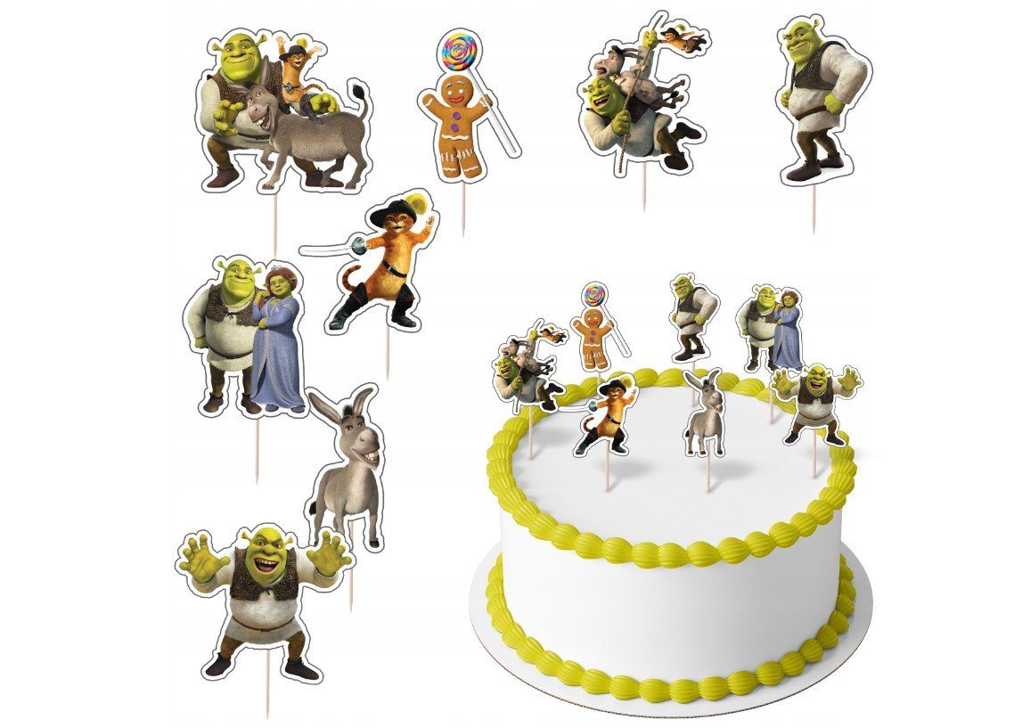 Tortenstecker SHREK Topper Set 8 Stk Geburstag Torten Deko Kuchen Junge