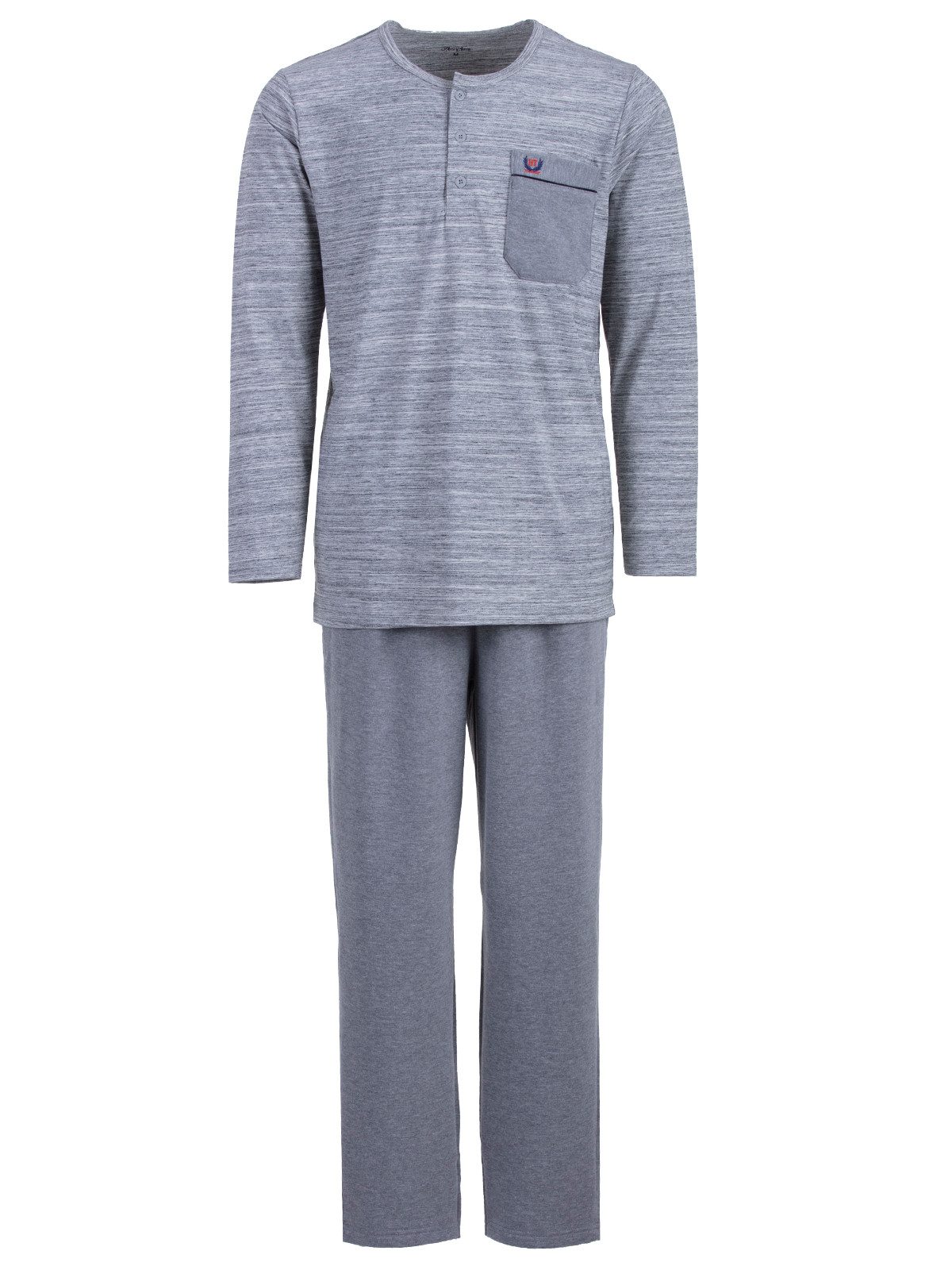 Henry Terre Schlafanzug Kuscheliger Hausanzug Langarm - Unifarben günstig online kaufen