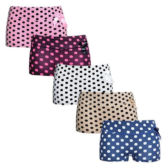Markenwarenshop-Style Panty 5 x Damen Boxershorts Slips Panty Hot Pants Hipster mit Punkte 8025 M Größe: XXL