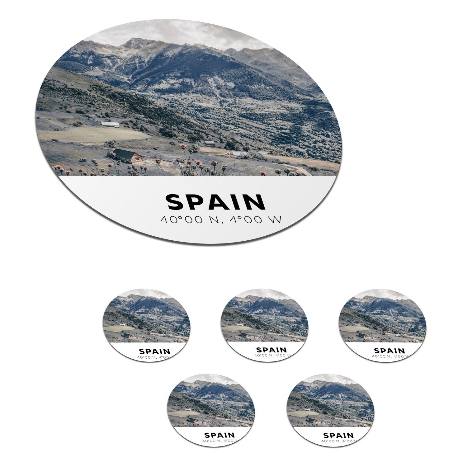 6-tlg., Tasse, Becher - MuchoWow Glasuntersetzer Berge Spanien Korkuntersetzer, Getränkeuntersetzer, Gläser, Zubehör Tassenuntersetzer, für - Natur,