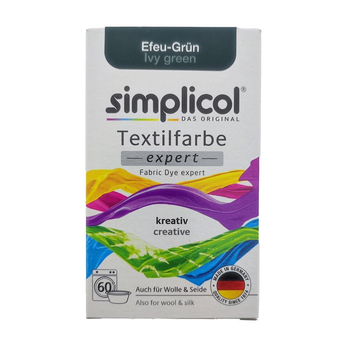 HEITMANN Textilfarbe Simplicol Textilfarbe Expert Efeu-Grün 150g, Farberneuerung Farbauffrischung Batik Textilfärbemittel