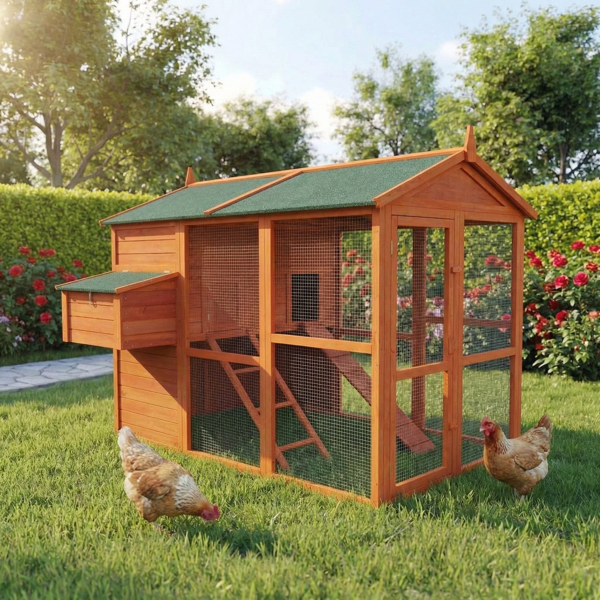 My Animal Kleintierstall XXL Hühnerstall MH-15 - 7 Hühner - Hühnerkäfig - Wetterbeständig, Zwei trennbare Etagen, Nistkasten, Sitzstange, Hühnerhaus