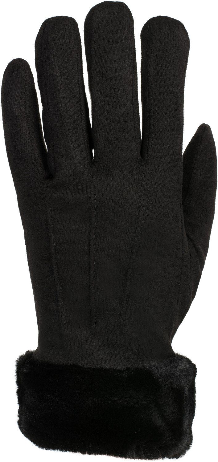 styleBREAKER Touchscreen Unifarbene Fleecehandschuhe mit Handschuhe Kunstfell Taupe