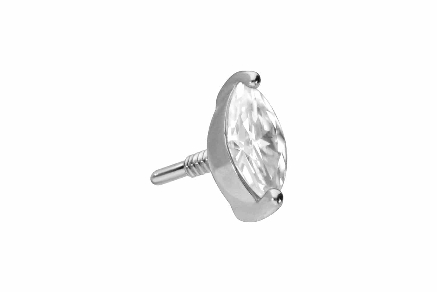 Piercing-Set 14 Karat Gold Schraubaufsatz mit Außengewinde MOISSANIT-OVAL