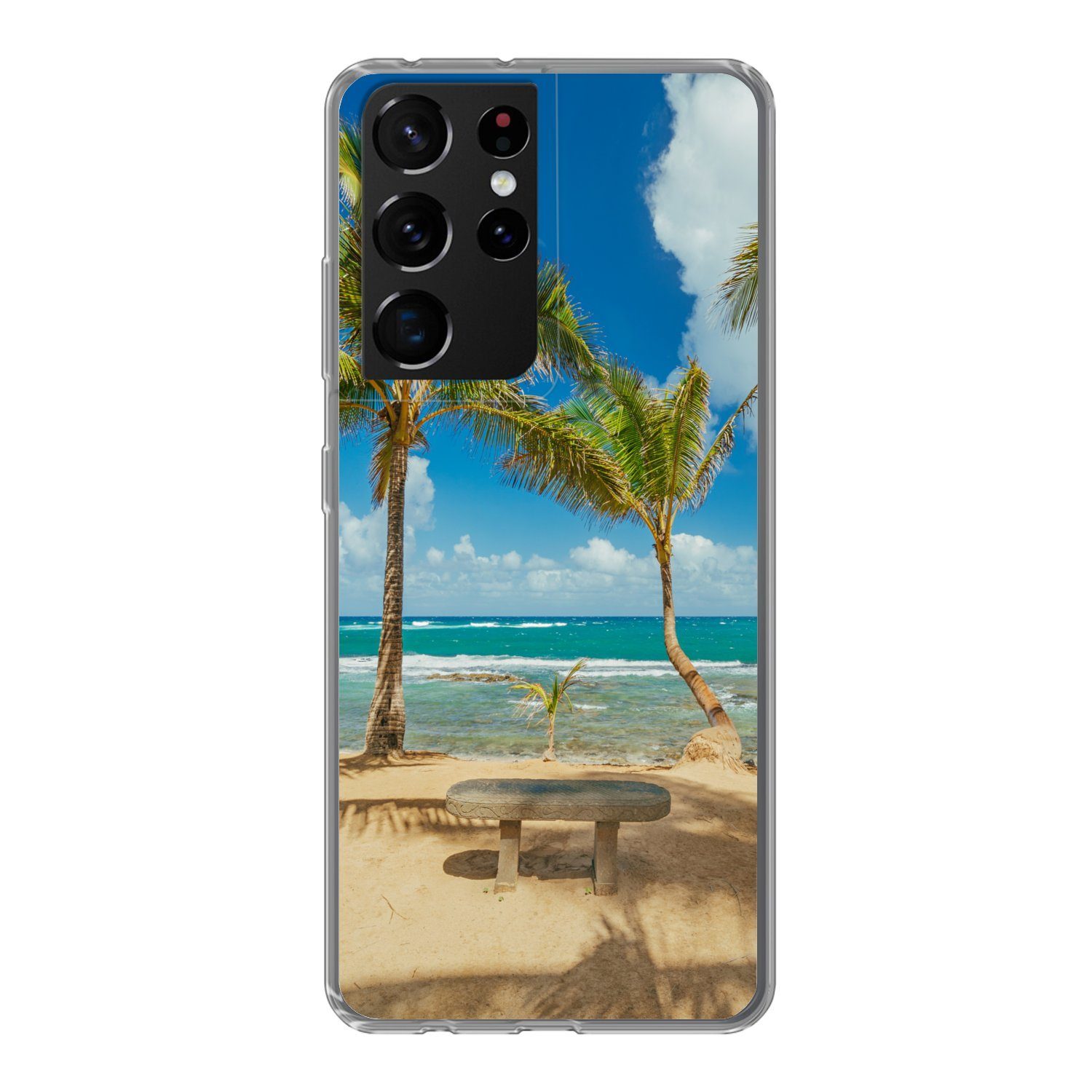 MuchoWow Handyhülle Palmen am Kuau Cove Beach in Maui, Phone Case, Handyhülle Samsung Galaxy S21 Ultra, Silikon, Schutzhülle