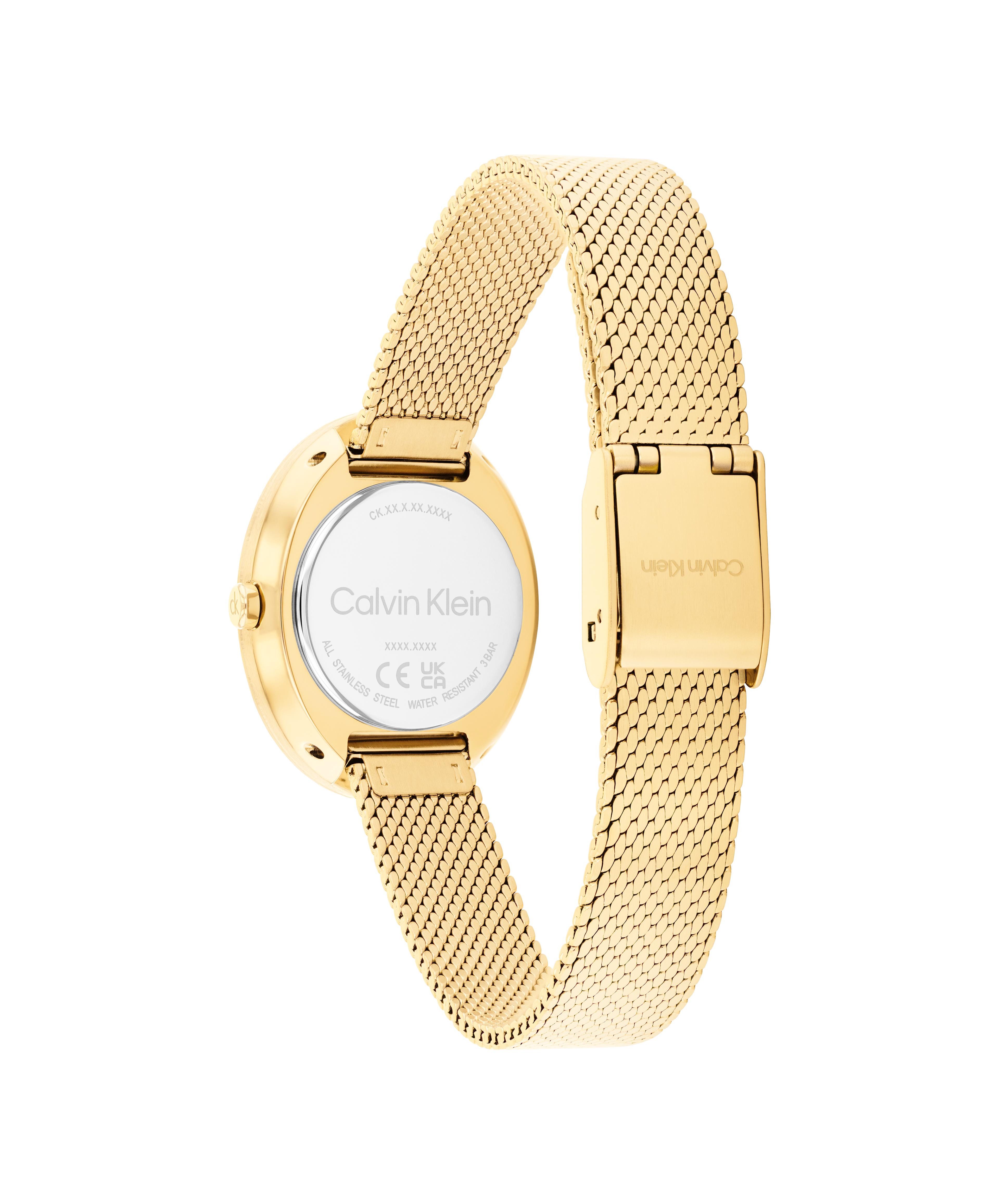 Calvin Klein Quarzuhr TWISTED BEZEL 25100152, Armbanduhr, Damenuhr, Edelstahlarmband, analog