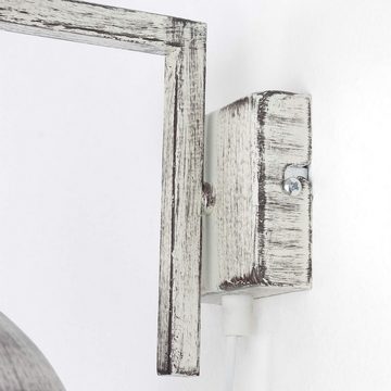 Licht-Erlebnisse Wandleuchte HAKON, ohne Leuchtmittel, Shabby Wandlampe Weiß Holz Metall mit Stecker rustikal Wohnzimmer