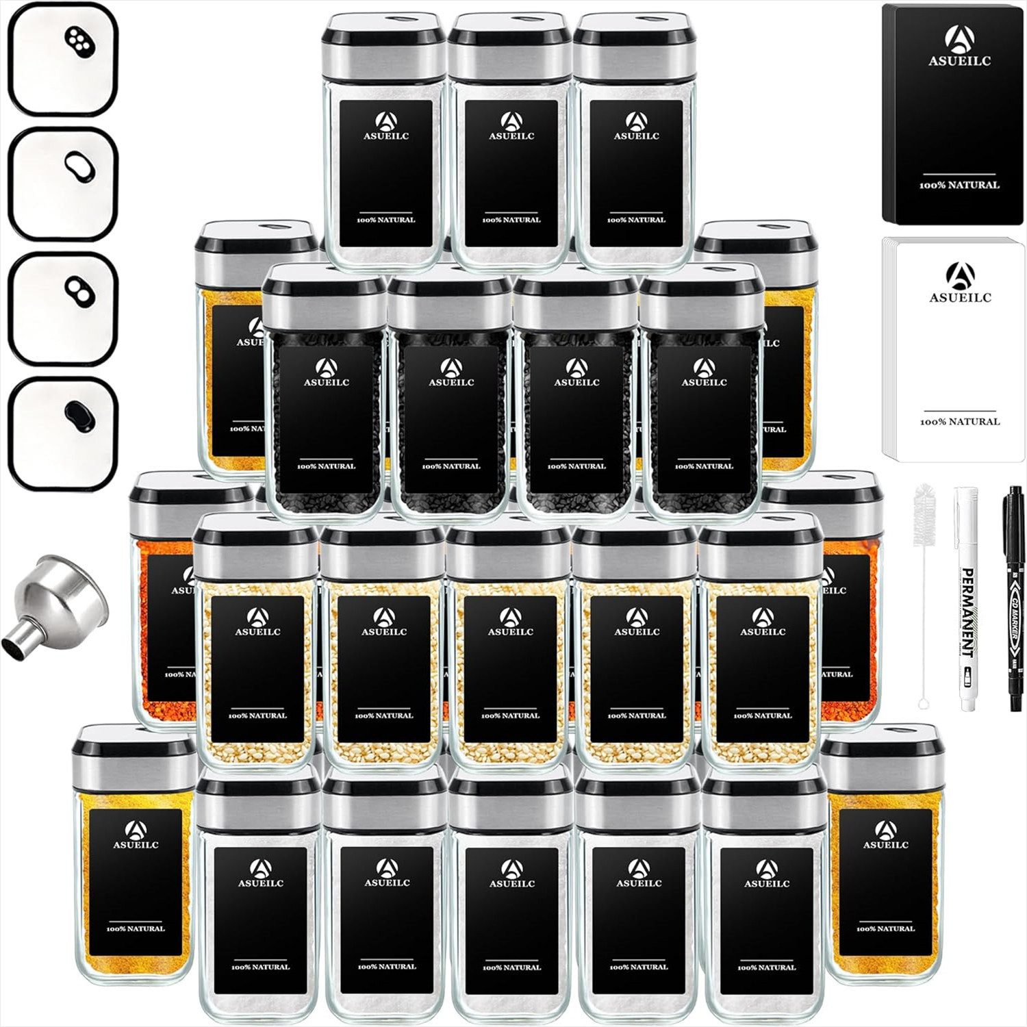 KingLux Gewürzbehälter 35Stk.Glas Gewürzdosen 120ml,Gewürzgläser Eckig günstig online kaufen