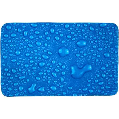 Badematte Tautropfen Blau Sanilo, Höhe 15 mm, schnell trocknend, Polyester, rechteckig, Memory Schaum
