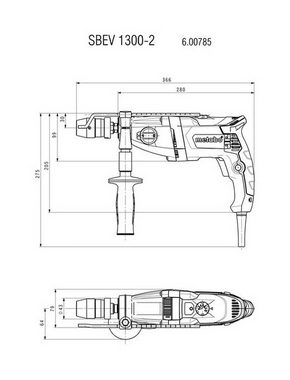 metabo Schlagbohrmaschine SBEV 1300-2, 230 V, Mit Schnellspannbohrfutter Futuro Top + metaBOX