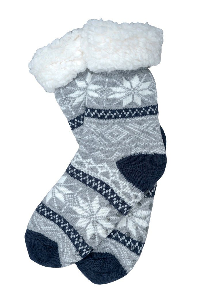Beauty Thinxx Norwegersocken Hüttensocken "Larvik" (1 Set, 2 Socken) Dein Antistress-Accessoire für wahre Winter Wohlfühlmomente Grau-Blau