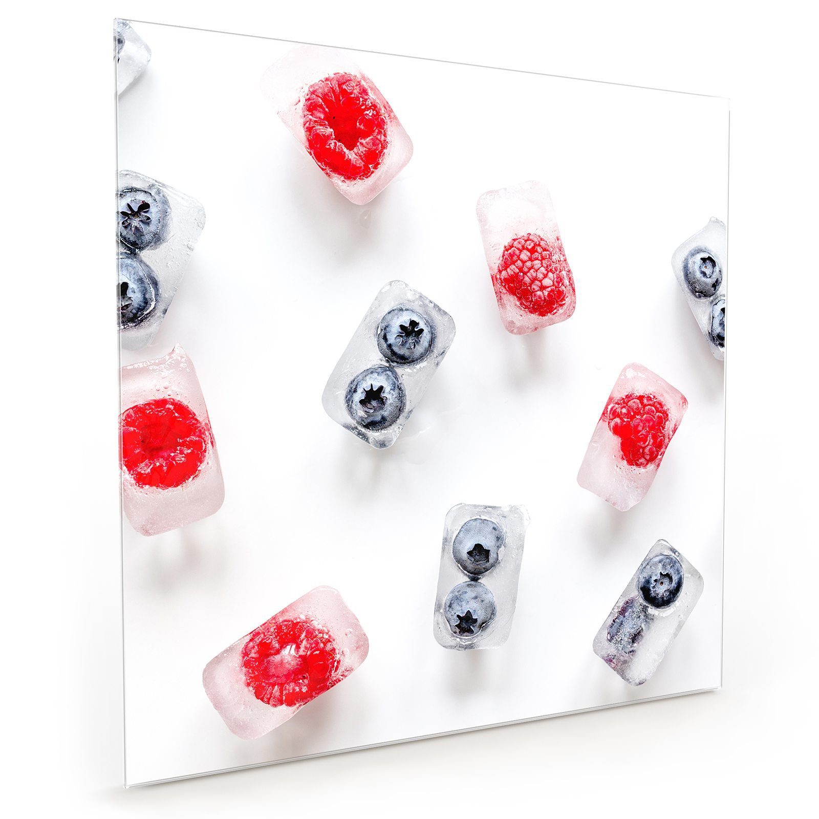 Glas Spritzschutz Küchenrückwand mit Küchenrückwand Eiswürfel Beeren in Primedeco Motiv