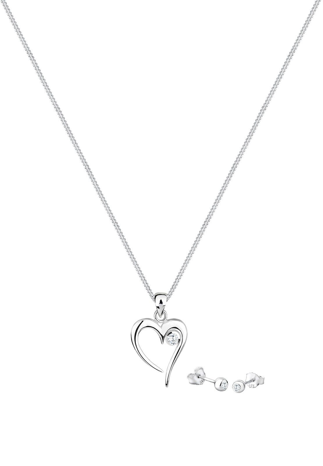 Elli Schmuckset Herz Solitär Zirkonia In Love 925 Sterling Silber günstig online kaufen