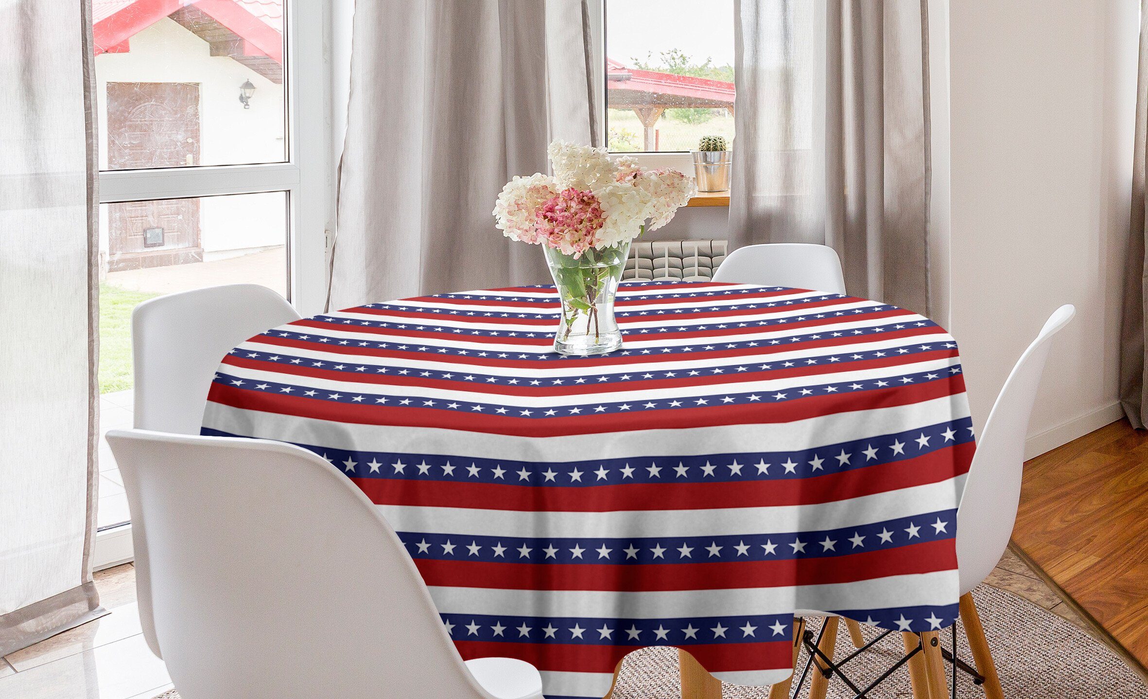Küche Flagge Motiv Amerikanische für Abdeckung Tischdecke 4. Tischdecke Abakuhaus Kreis Esszimmer Juli Dekoration,