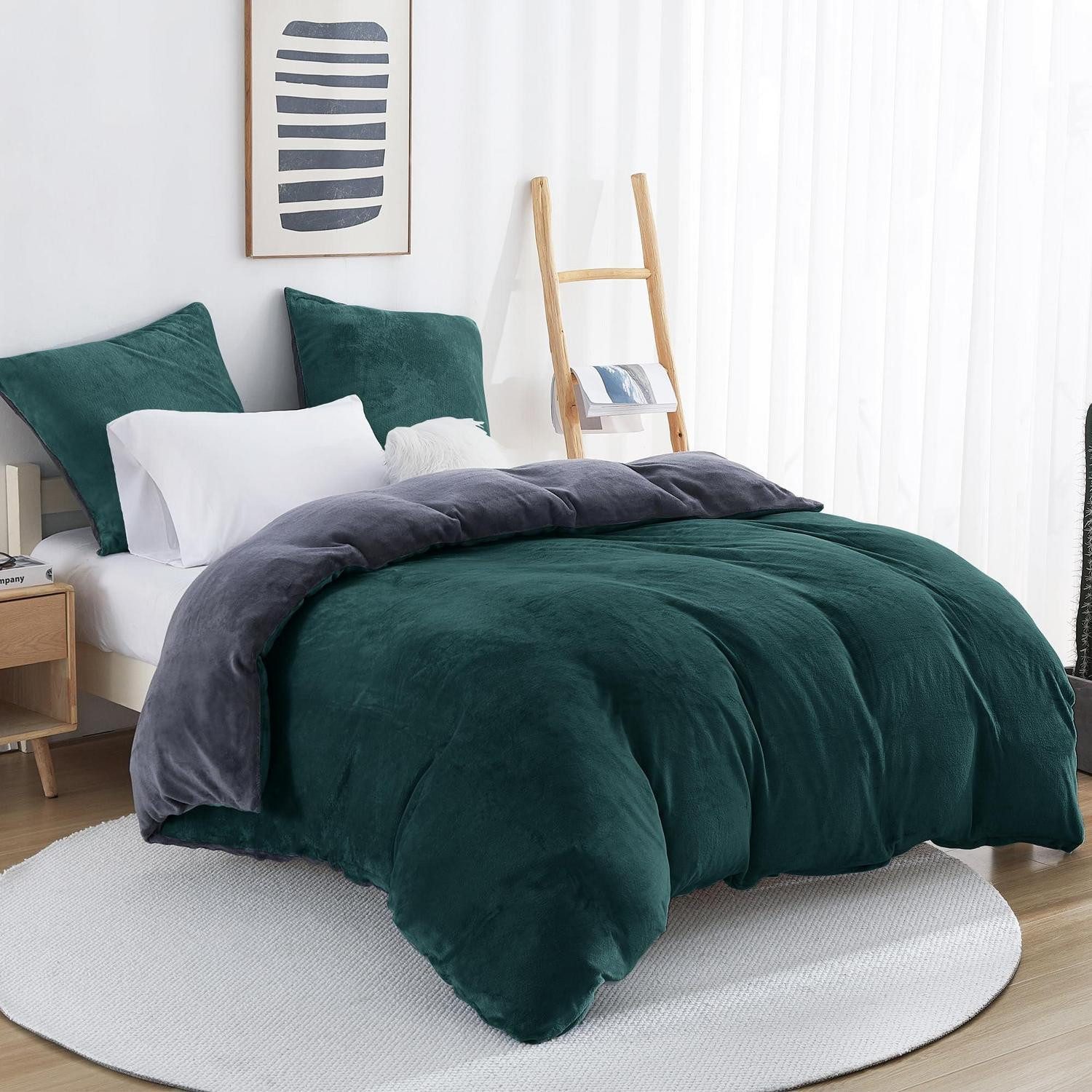 LuxusKollektion Bettwäsche Bettwäsche Flanell 135x200cm Weihnachten Grün