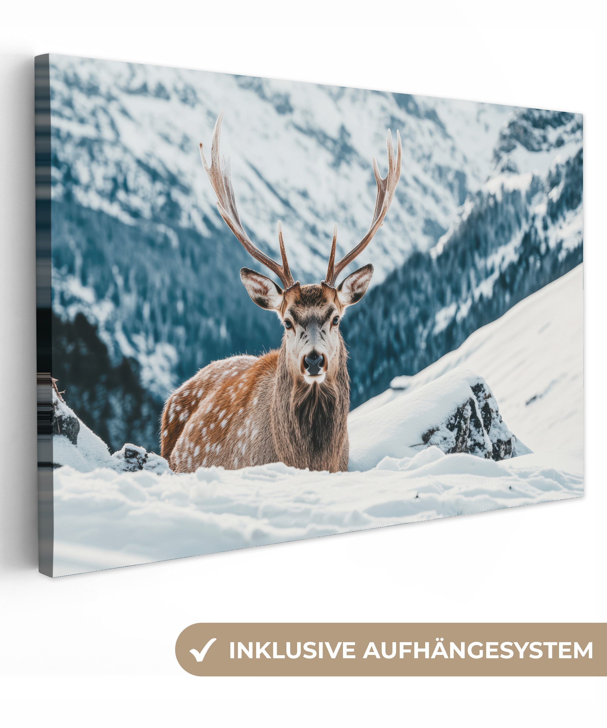 OneMillionCanvasses® Leinwandbild Hirsche - Landschaft - günstig online kaufen