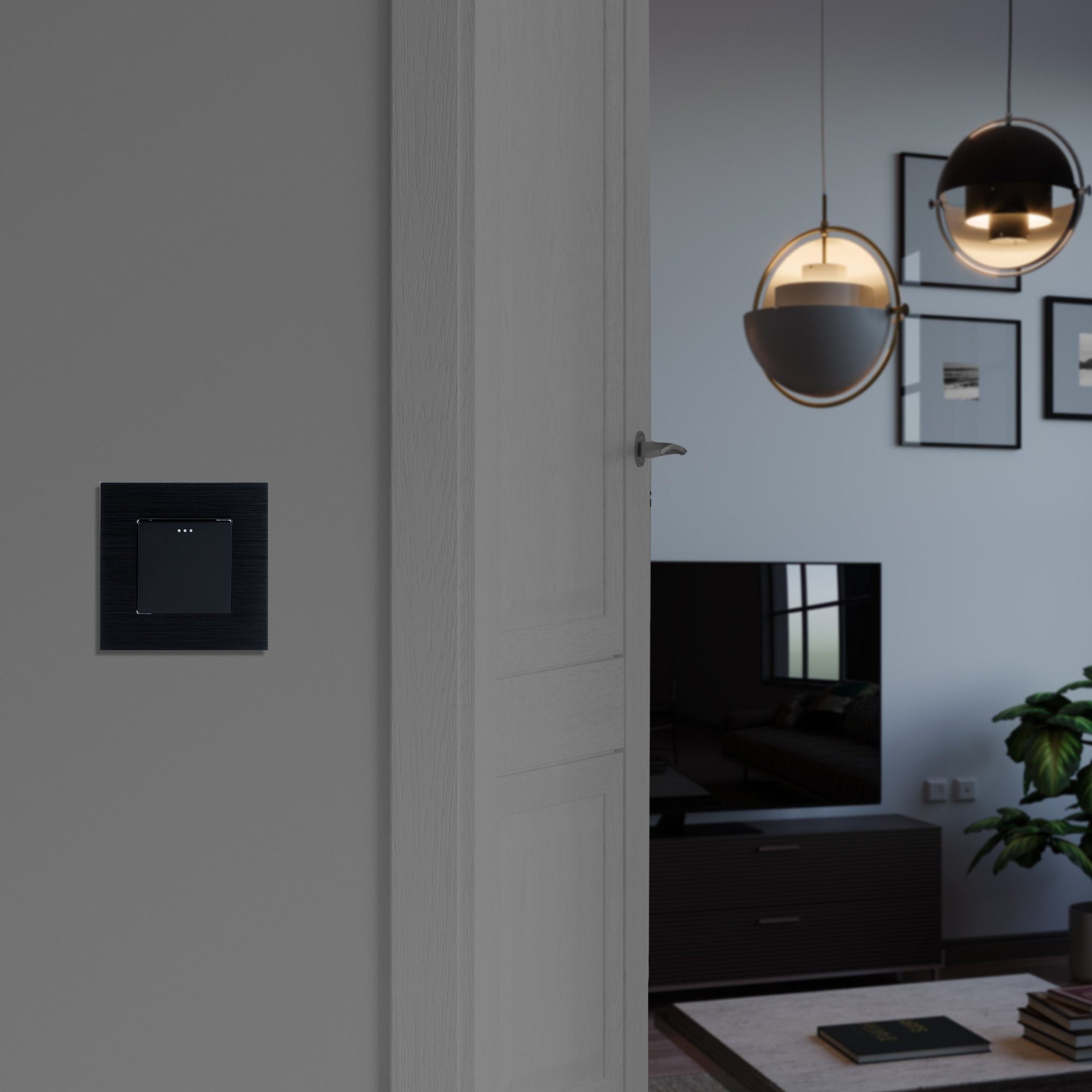 Schalter oder aus - Aufputz-Wandschalter Aluminium Einbau- Lichtschalter Navaris Schwarz Design