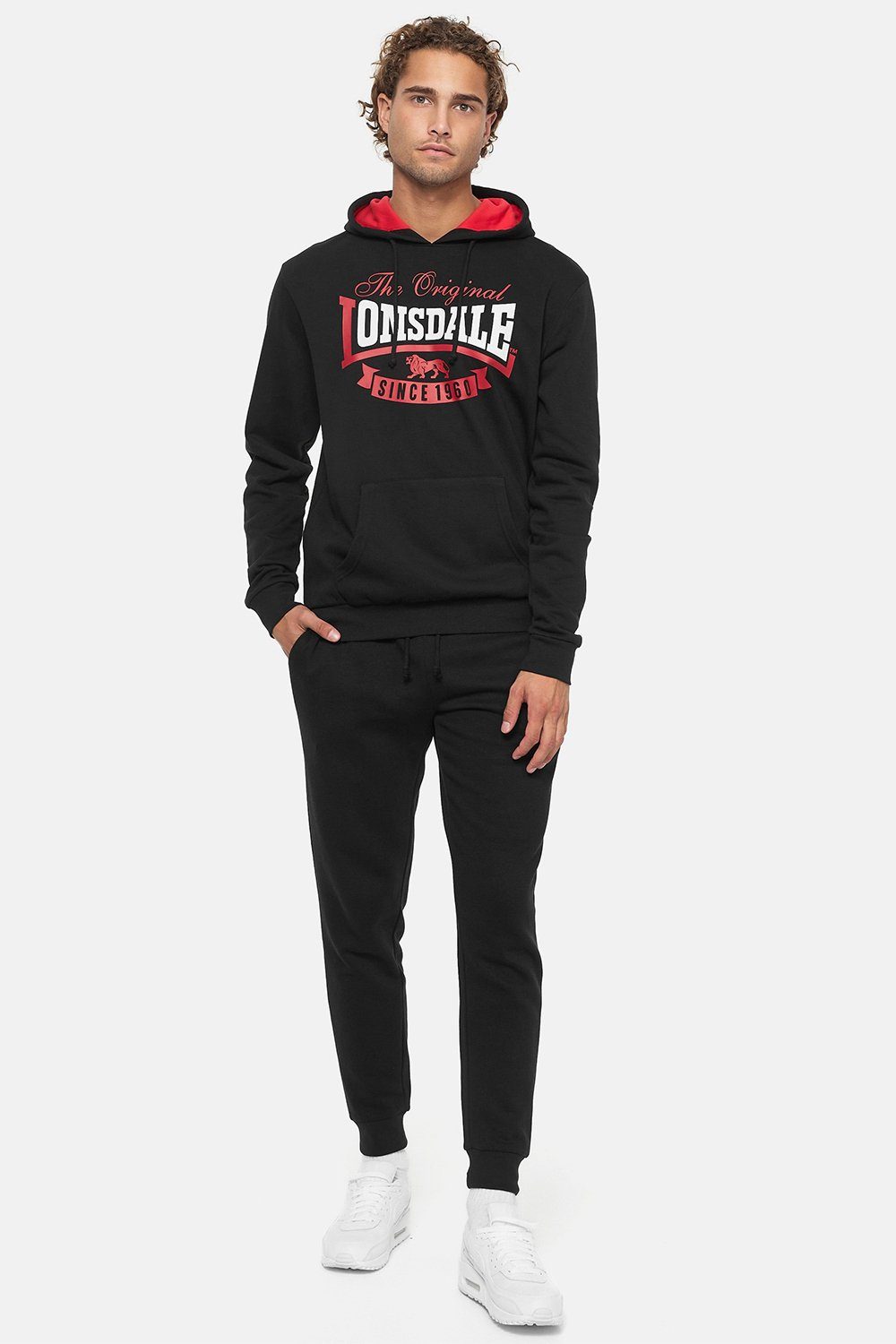 Lonsdale Kapuzensweatshirt STOTFIELD Black/Red/White