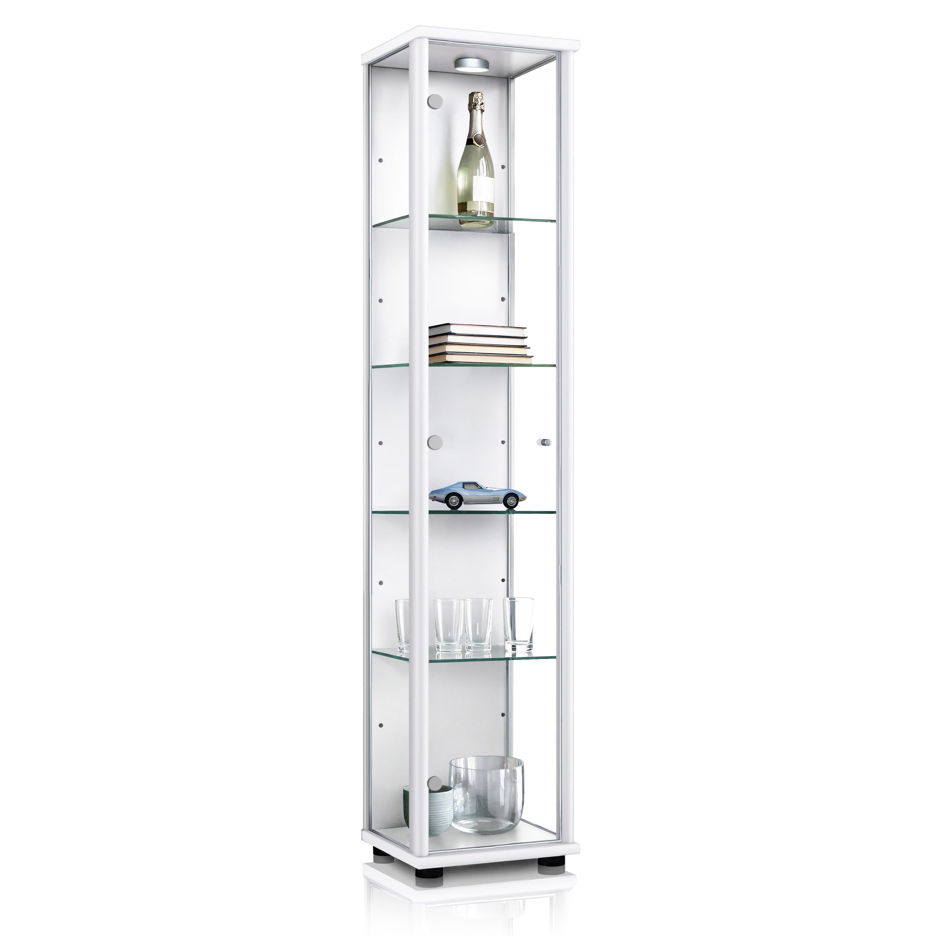 K-Möbel Glasvitrine C1014 (Glasvitrine (176x37x33 cm) mit 1 Glastür) Glasvitrine stehend