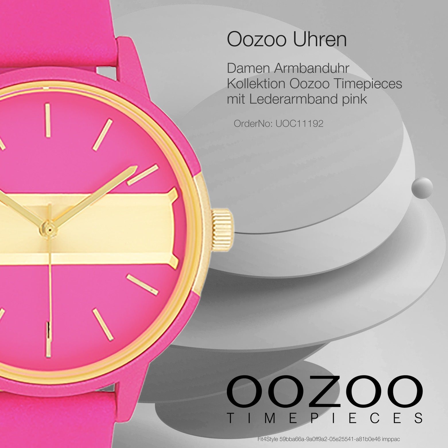 OOZOO Quarzuhr Oozoo Damen Armbanduhr Timepieces Analog, (Analoguhr), Damenuhr rund, groß (ca. 42mm) Lederarmband, Fashion-Style