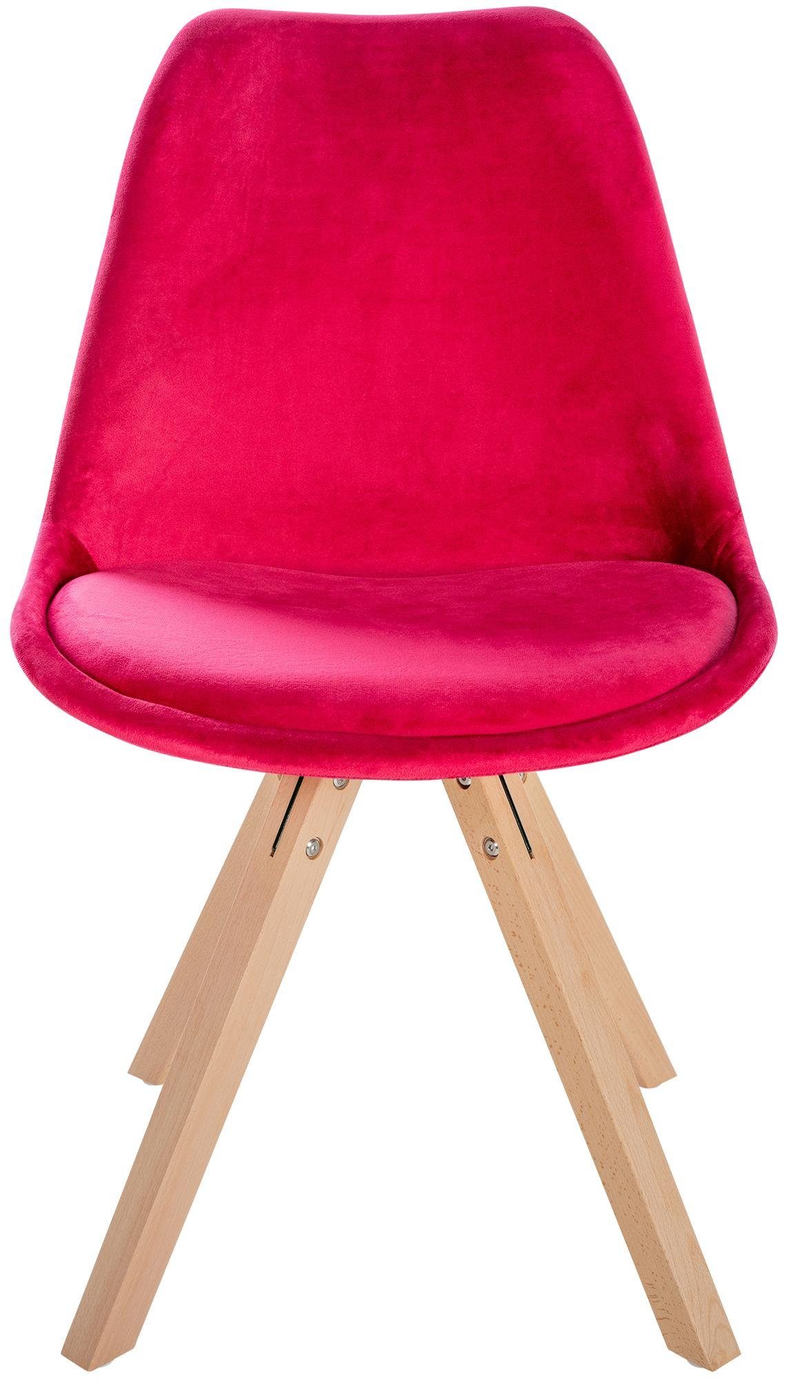 rot (4er Set), mit Stühle Esszimmerstuhl Holzgestell Sofia CLP Samt