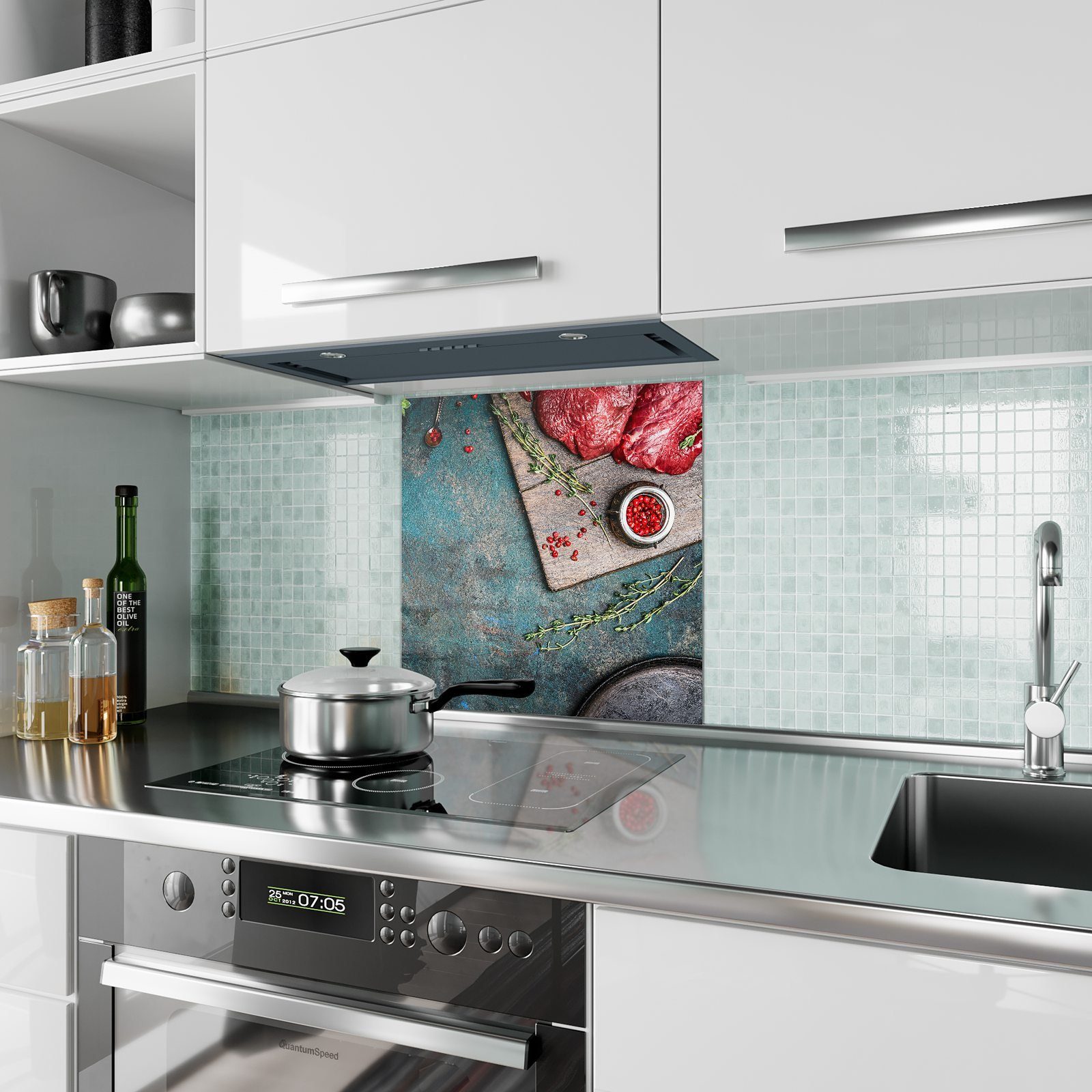 Glas Primedeco Küchenrückwand mit Spritzschutz und Flisch Gewürze Küchenrückwand Motiv