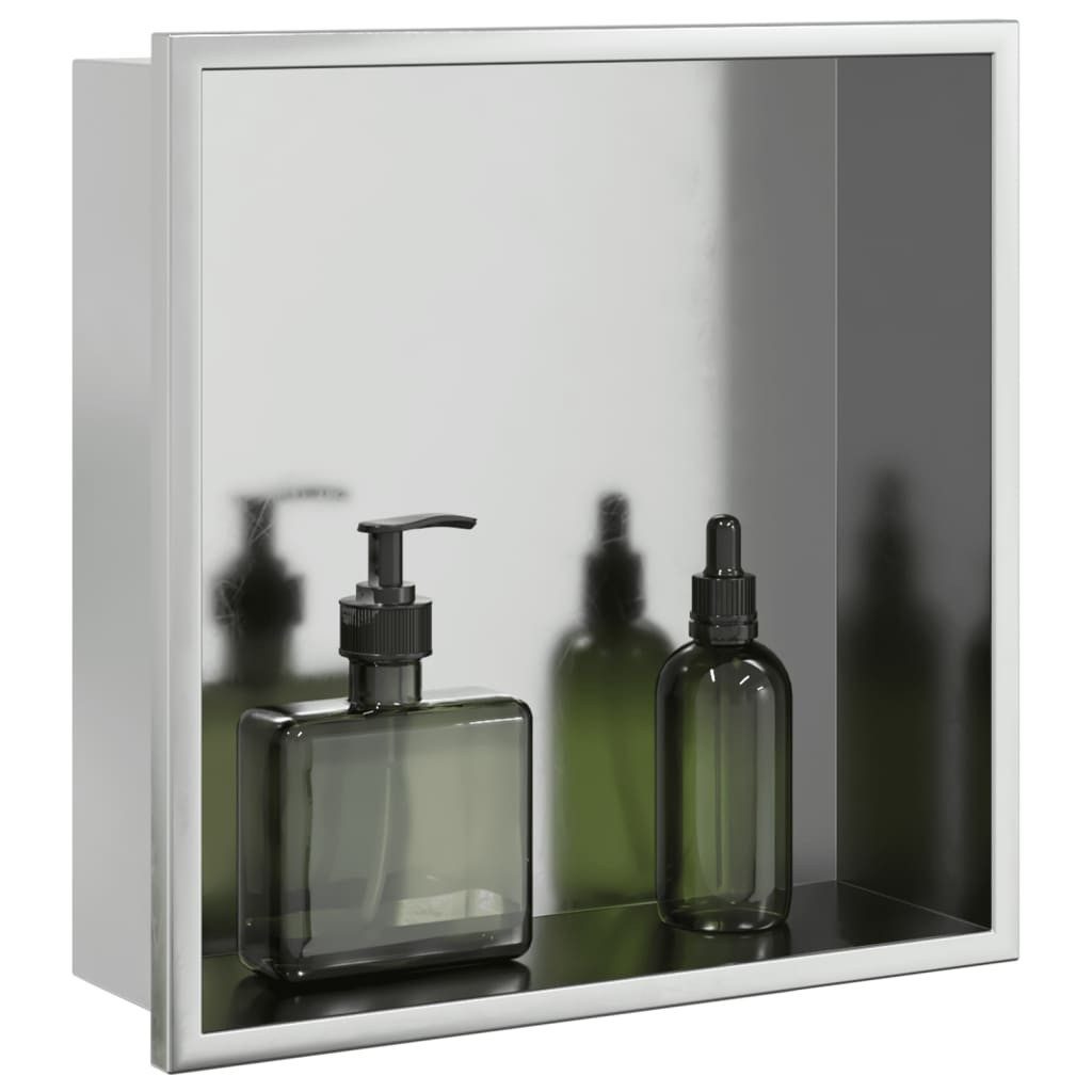 vidaXL Brauseschlauch Duschnische Gebürstet Silbern 32x32x9 cm Edelstahl