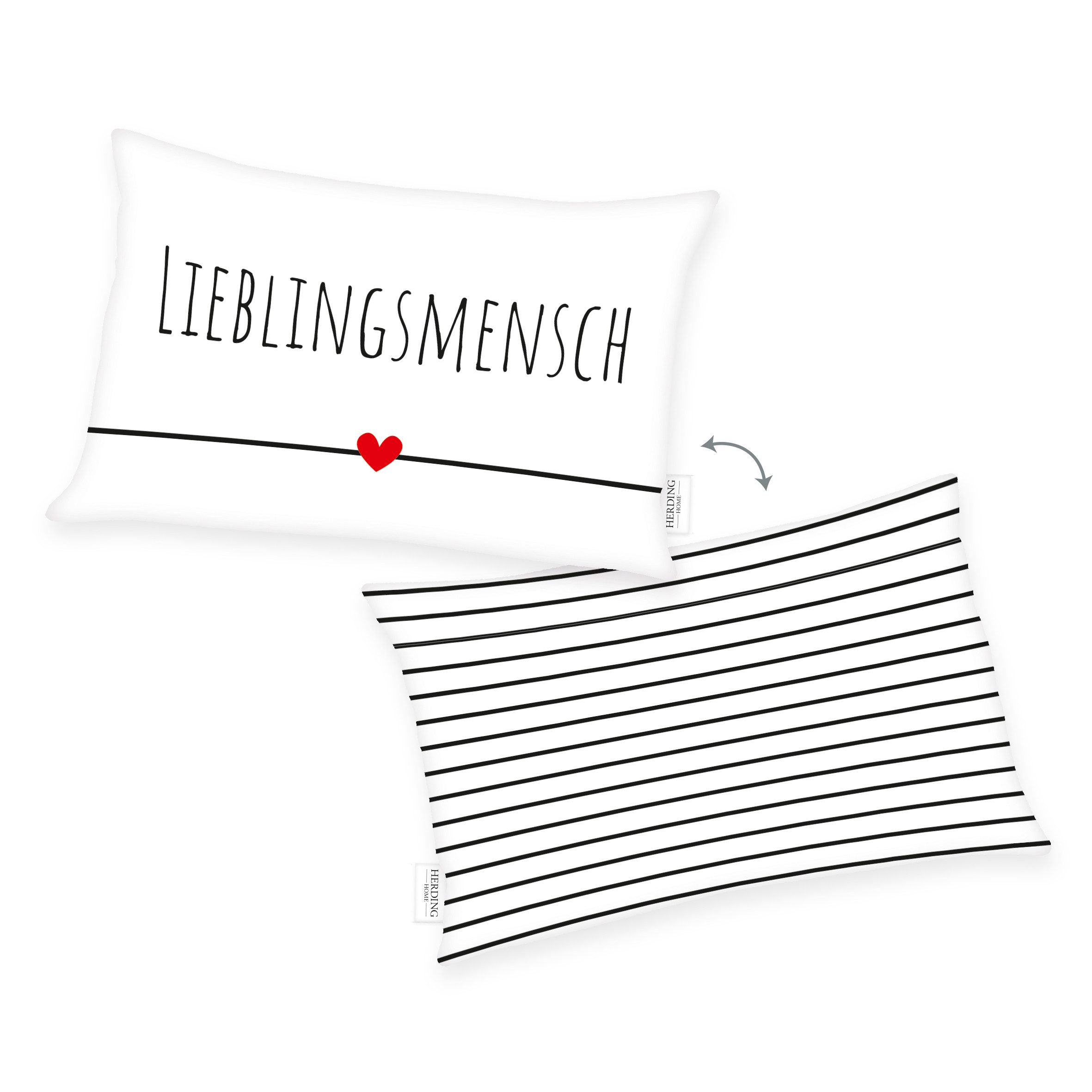 Herding Young Collection Dekokissen Lieblingsmensch Soft-Fleece Kissen Gr. 30 x 50 cm Dekokissen, kinder kissen Baby deko Kissen