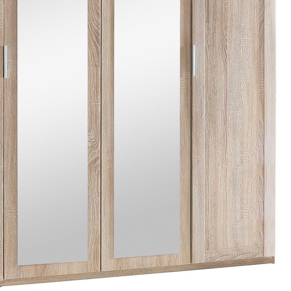 Stylefy Drehtürenschrank Spiegel, Clara aus Optik viel variabel stellbar Eiche 4-türig, mit Design, Stauraum, Modern Holzwerkstoff, (Kleiderschrank, Mehrzweckschrank) Sonoma