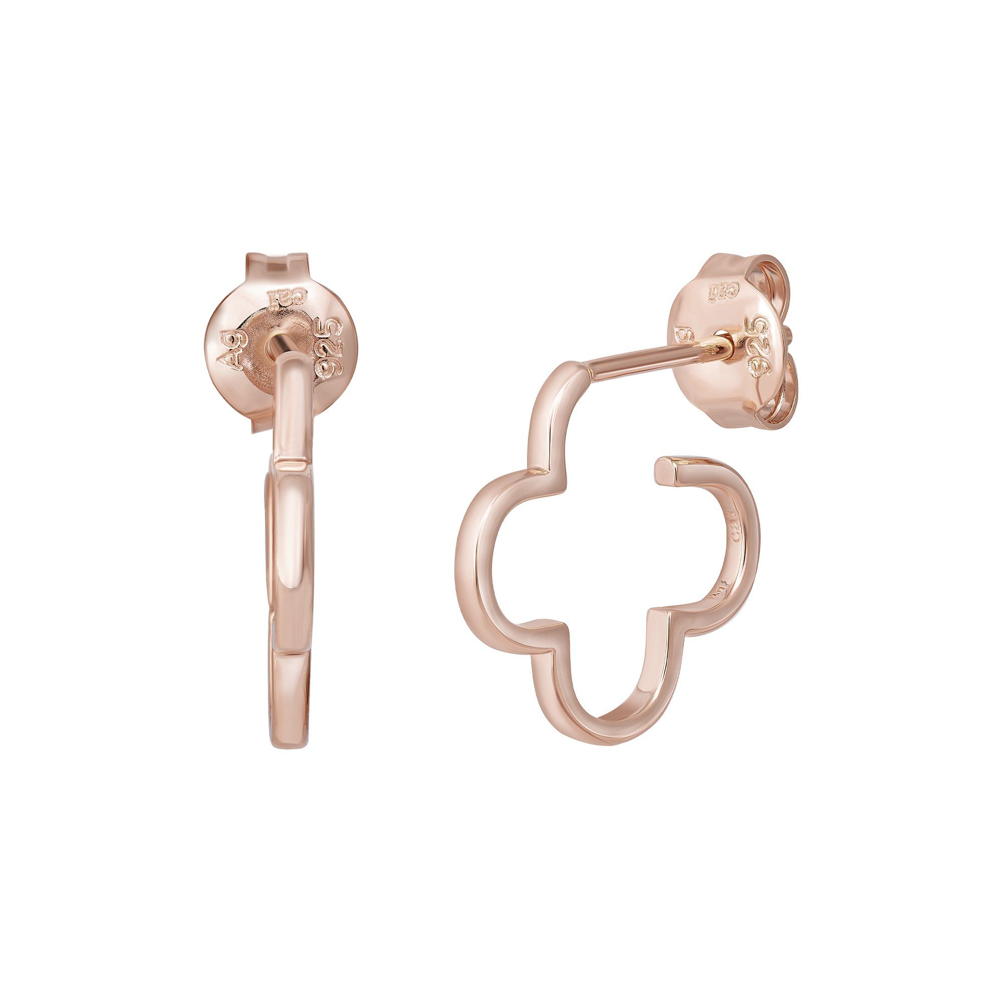 CAÏ Paar Creolen 925 Sterling Silber rosé vergoldet Kleeblatt klein