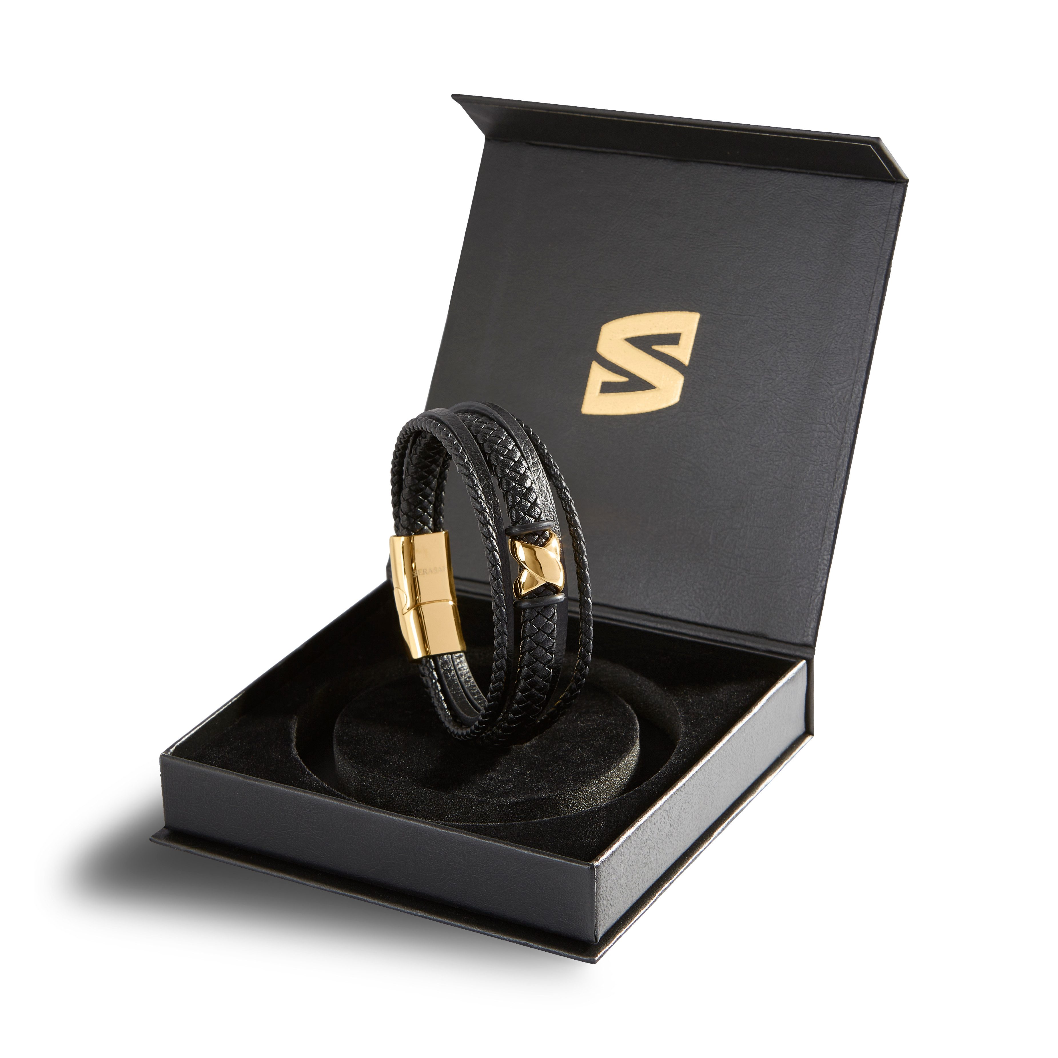 SERASAR Lederarmband "Flake" für Herren, mit Edelstahlverschluss (Klassisch, elegant, casual, 1-tlg), aus Echtleder, Länge durch extra Glied verstellbar