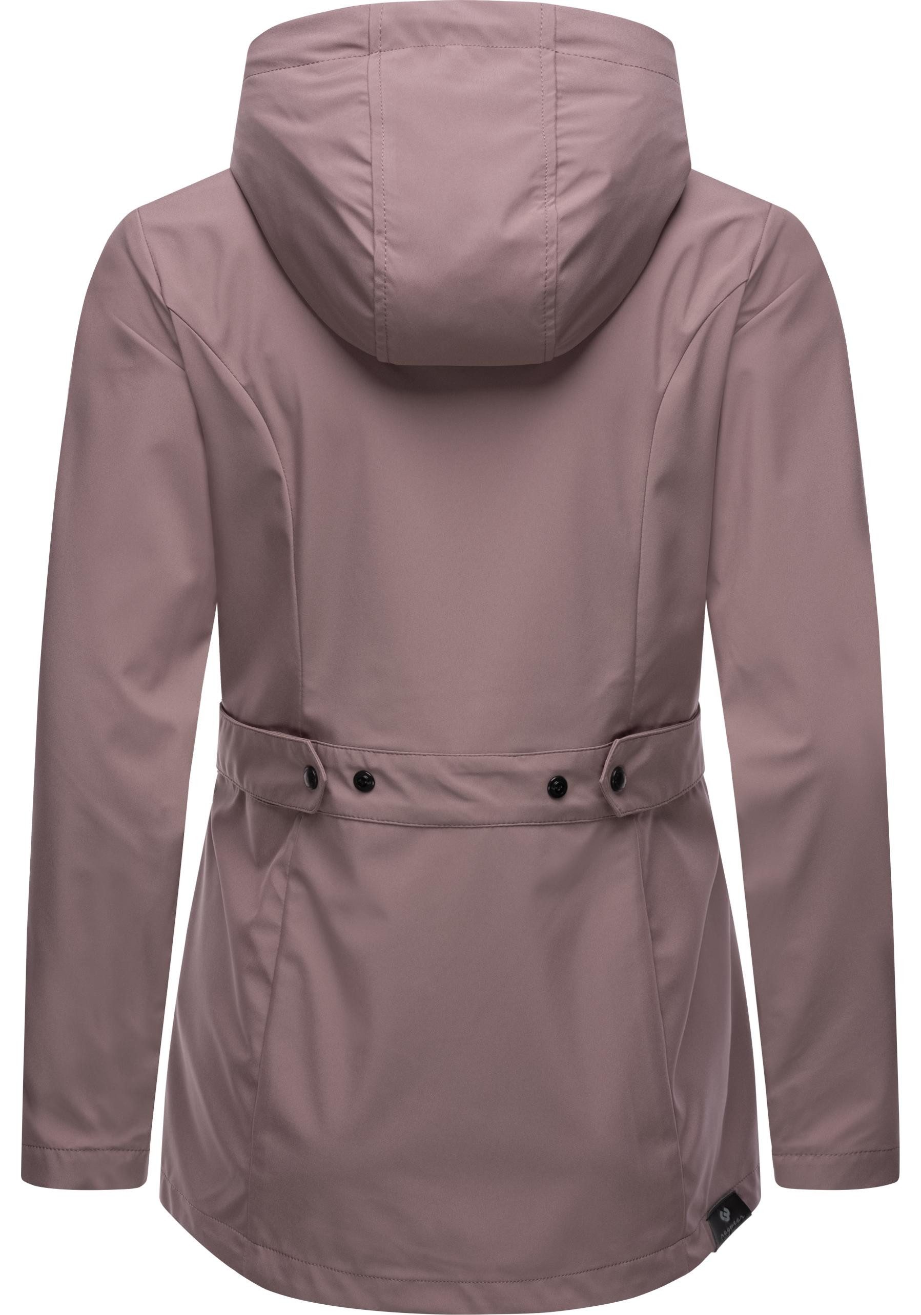 Ragwear Softshelljacke Margge Shell wasserdichte Damen Übergangsjacke mit großer Kapuze
